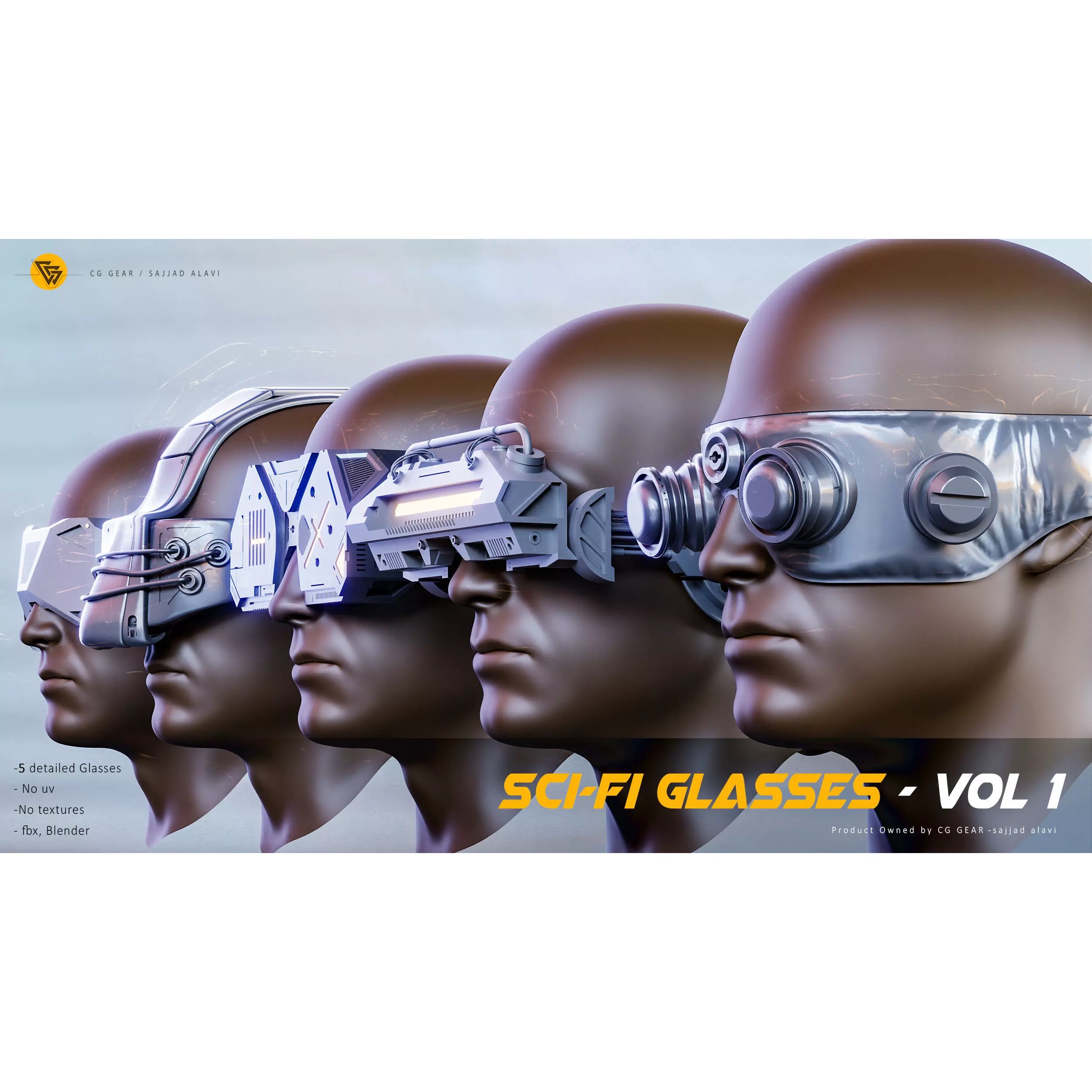 Sci-Fi Glasses - Low-Poly Game-Ready 3D Model - View 2