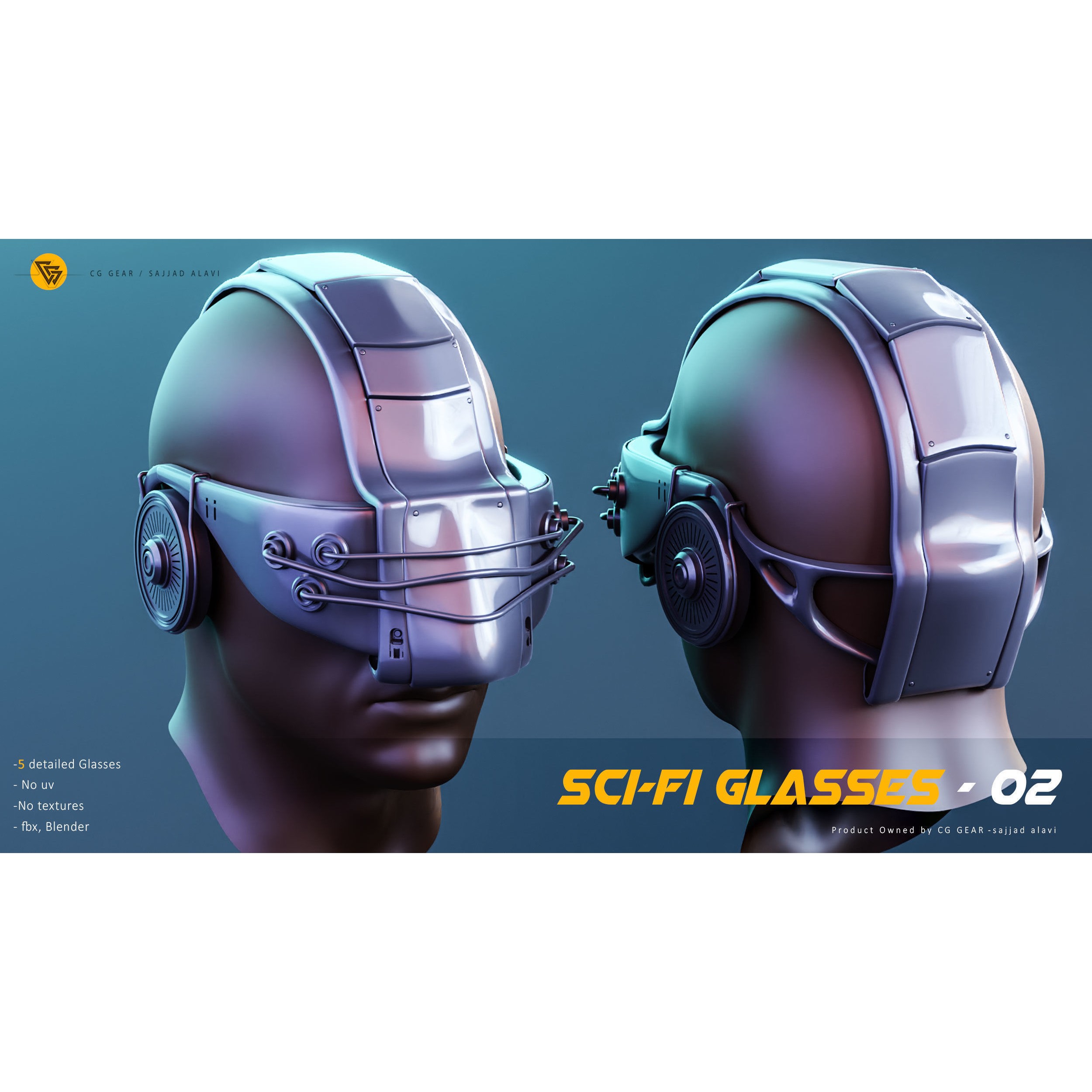 Sci-Fi Glasses - Low-Poly Game-Ready 3D Model - View 4
