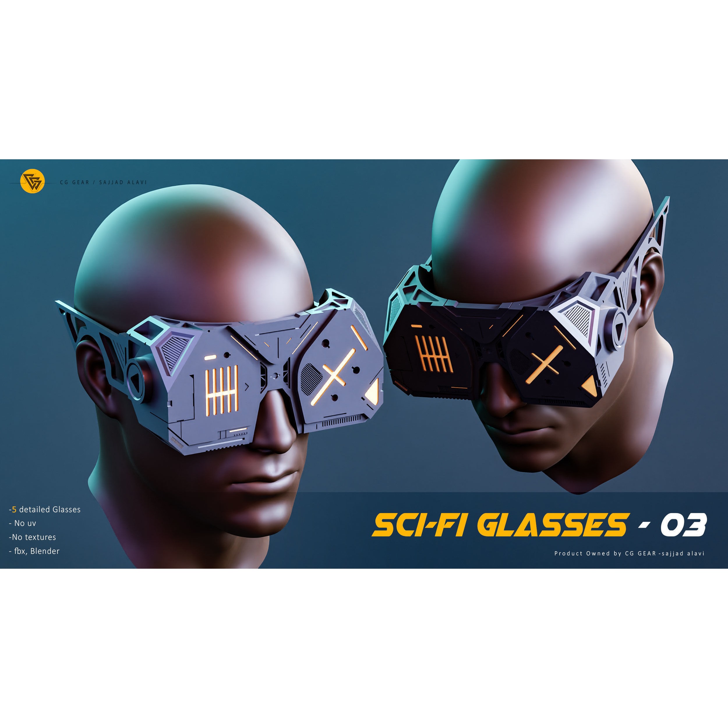 Sci-Fi Glasses - Low-Poly Game-Ready 3D Model - View 5