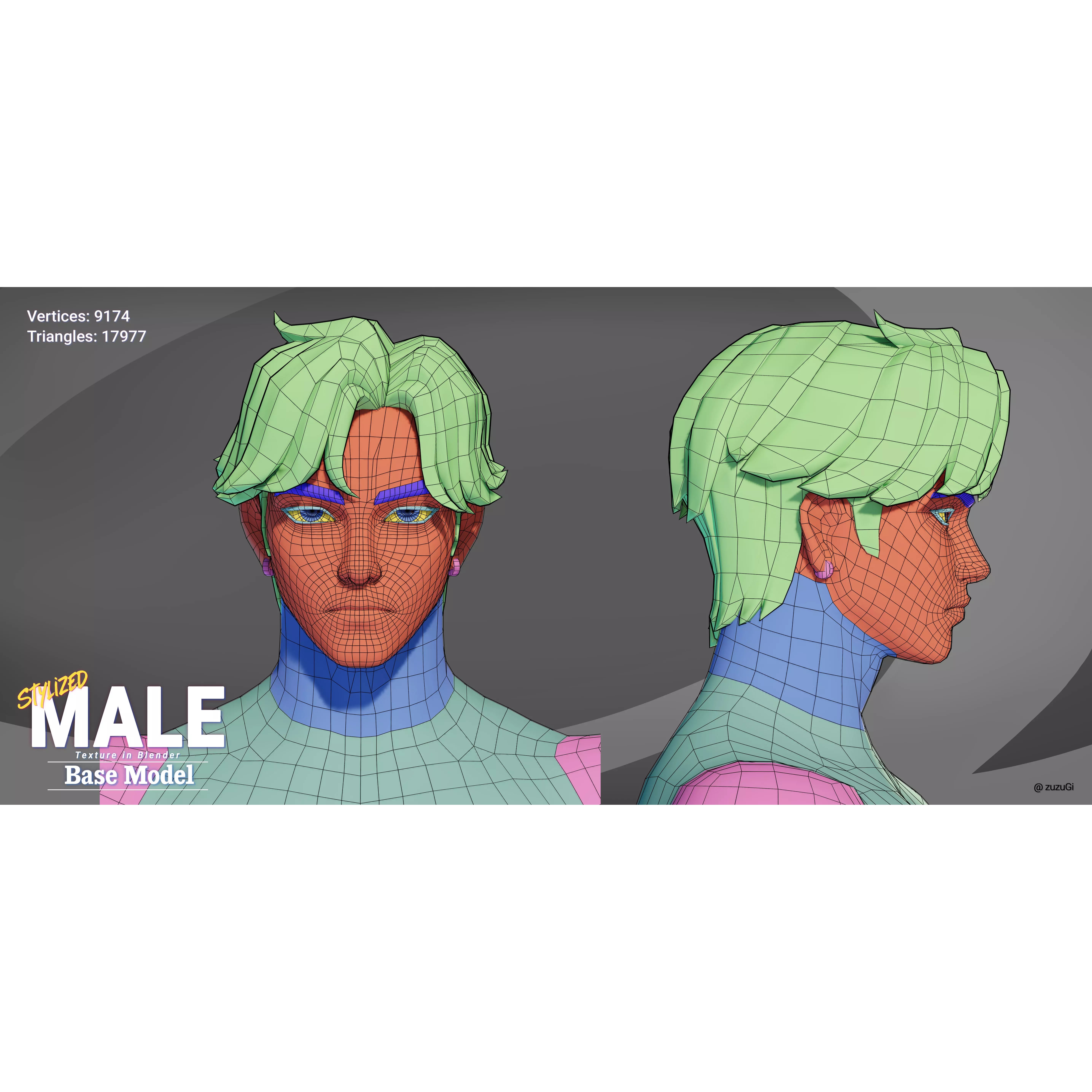 Stylized Kpop Male and Female Base Body - Low-Poly Game-Ready 3D Model - View 11