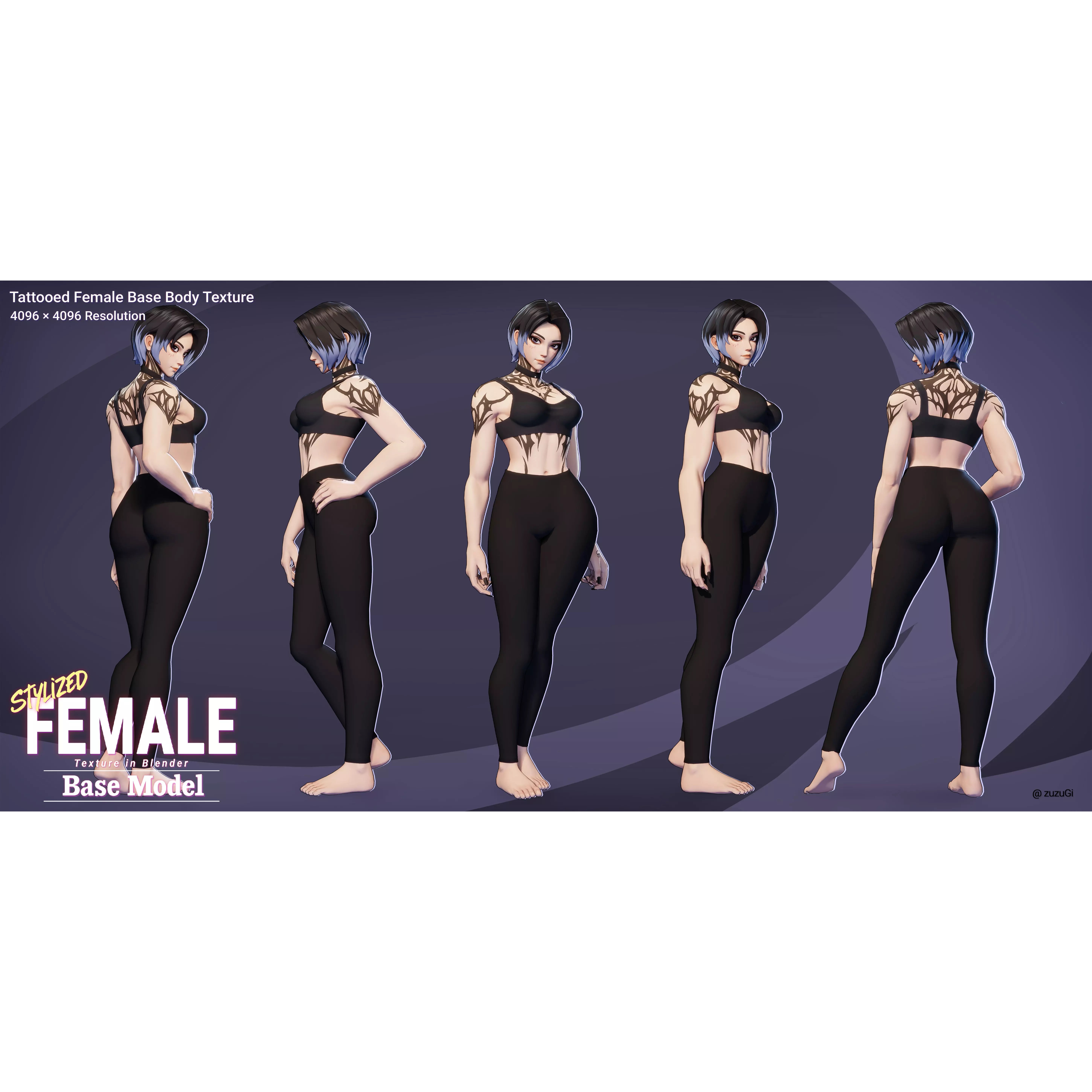Stylized Kpop Male and Female Base Body - Low-Poly Game-Ready 3D Model - View 13