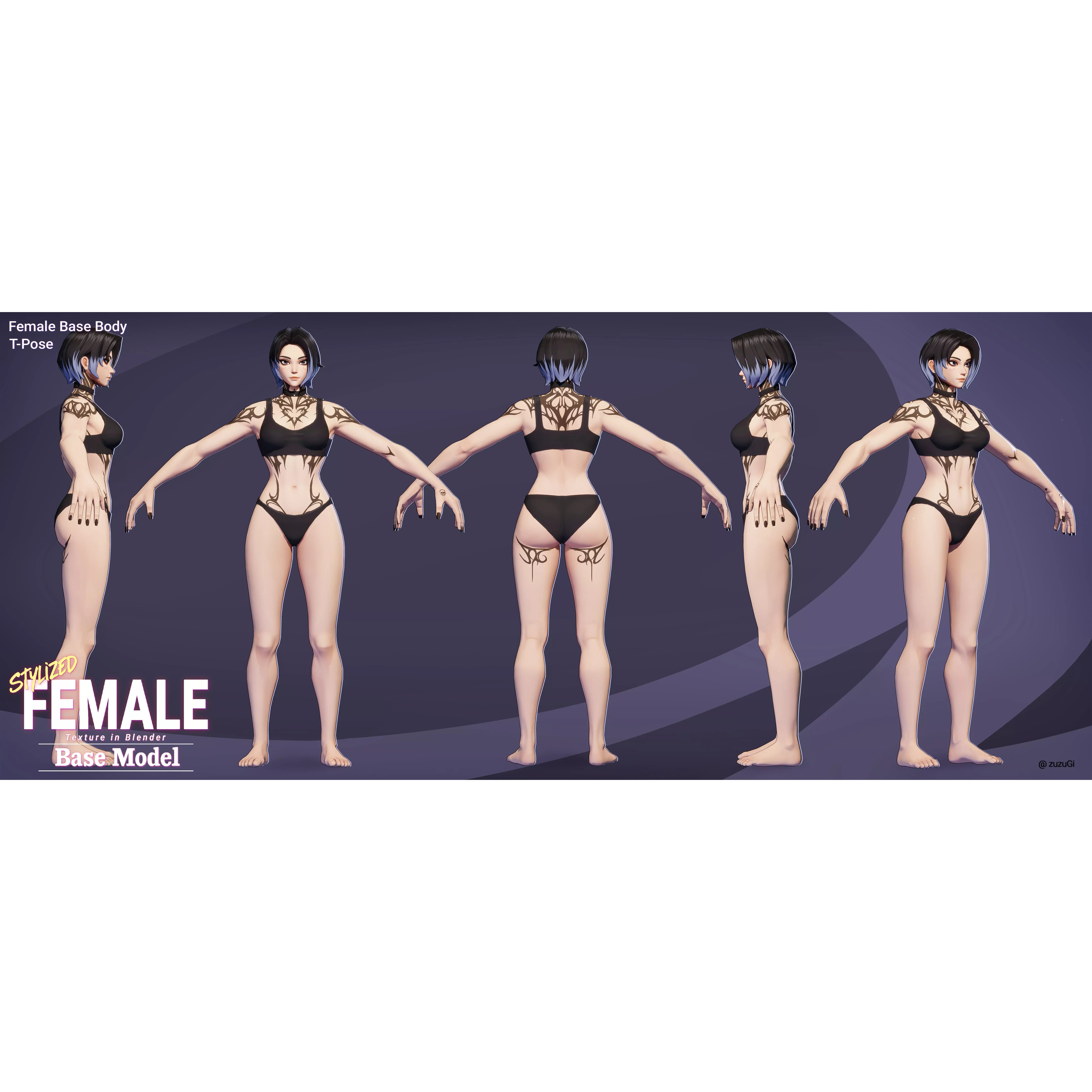 Stylized Kpop Male and Female Base Body - Low-Poly Game-Ready 3D Model - View 15