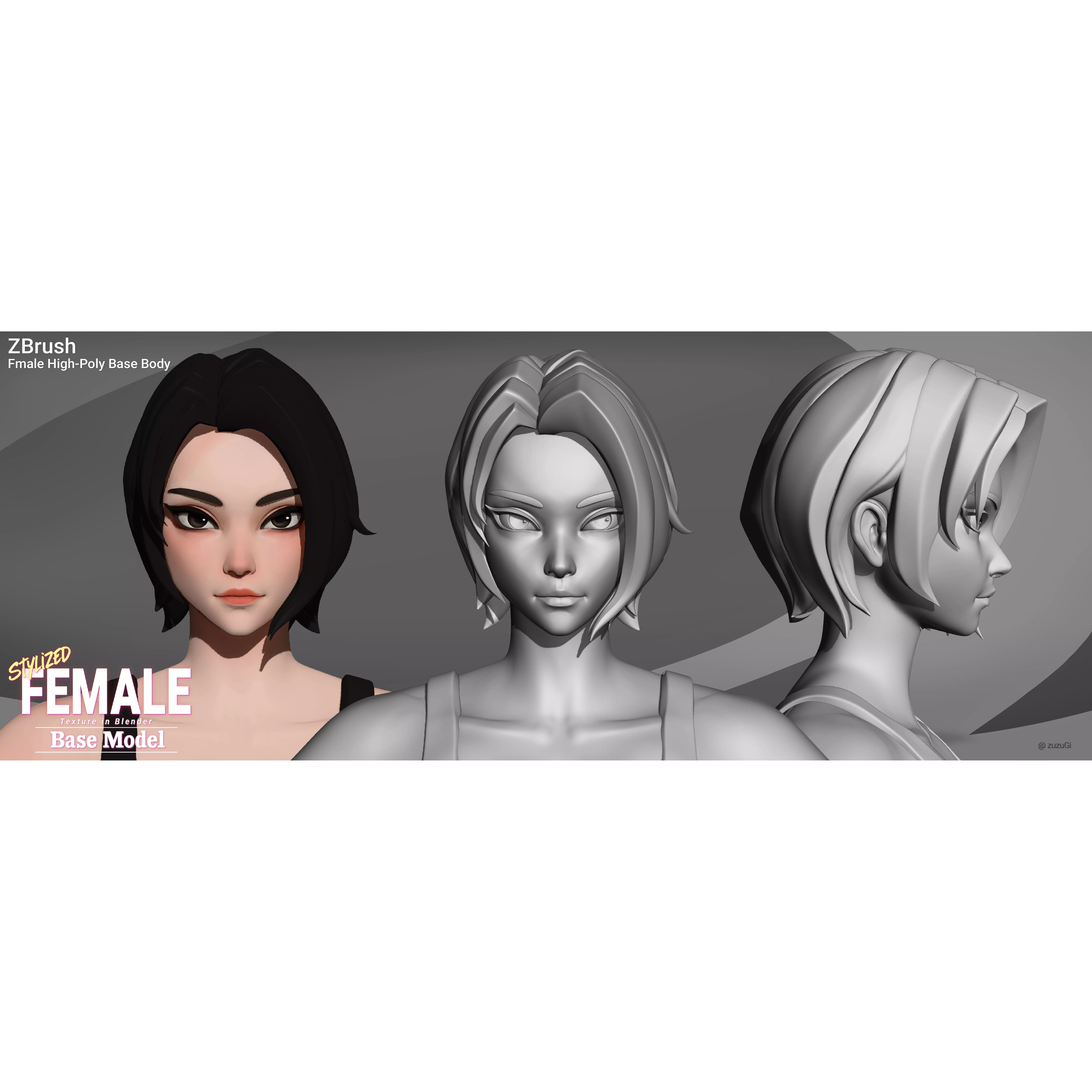 Stylized Kpop Male and Female Base Body - Low-Poly Game-Ready 3D Model - View 19