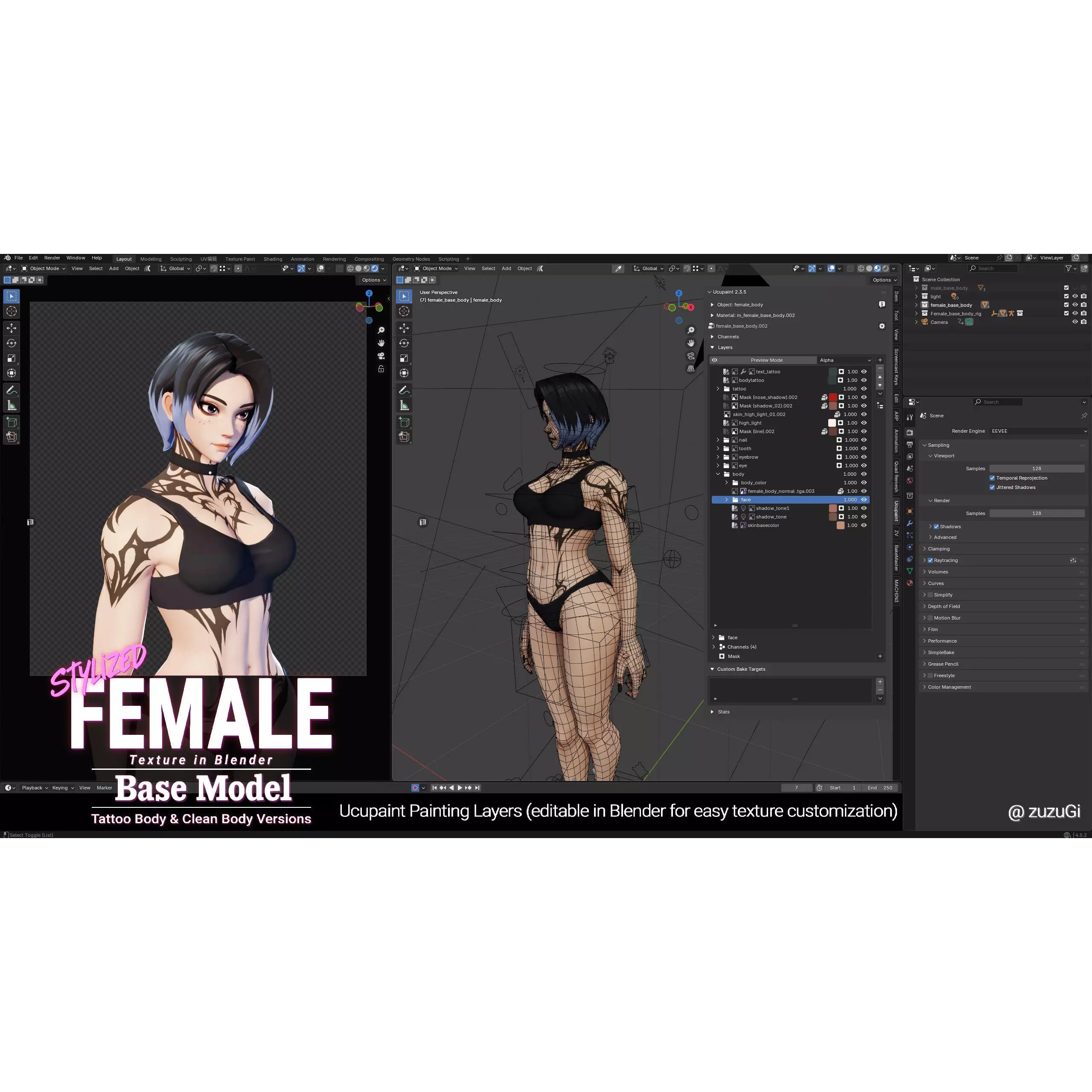 Stylized Kpop Male and Female Base Body - Low-Poly Game-Ready 3D Model - View 22