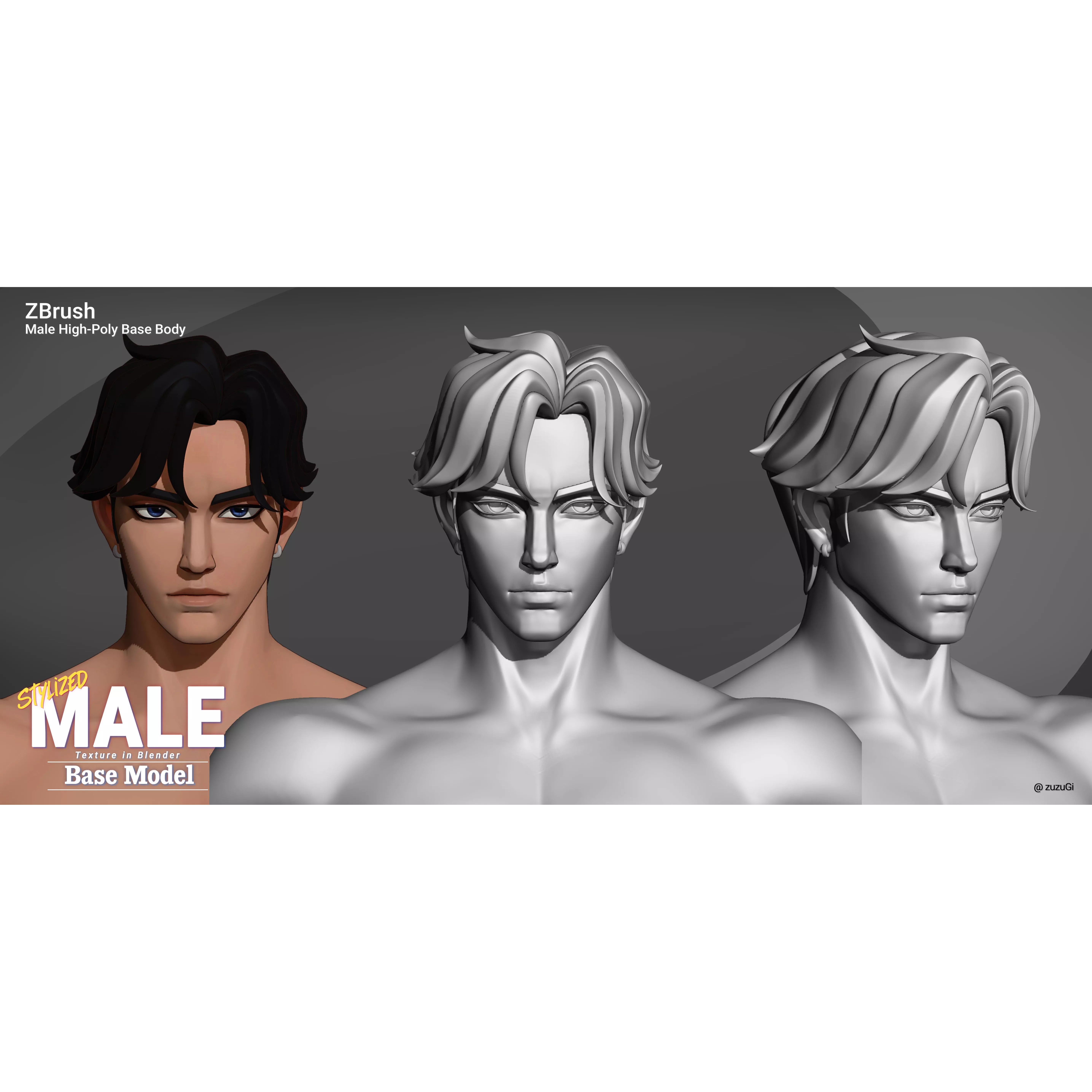 Stylized Kpop Male and Female Base Body - Low-Poly Game-Ready 3D Model - View 9
