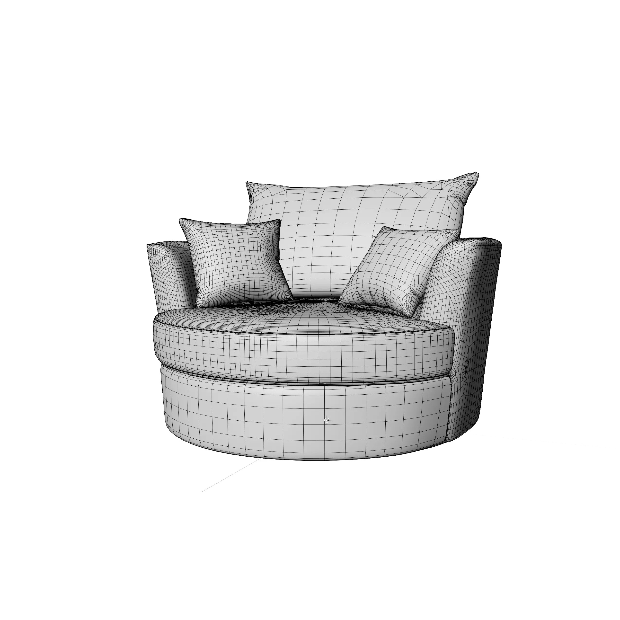 Round Lounge Chair - Game-Ready 3D Model - View 5