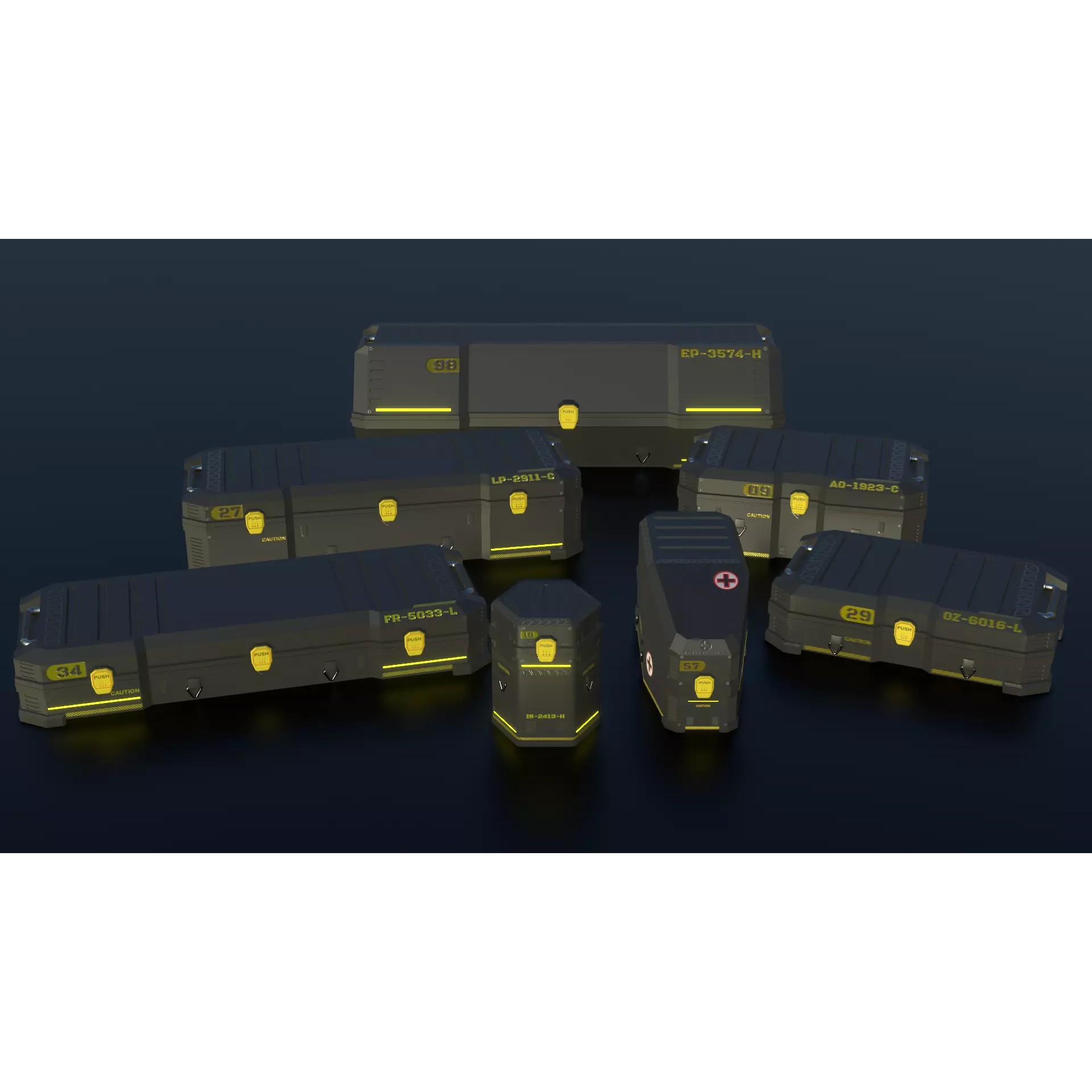 Sci-Fi Crates - Low-Poly Game-Ready 3D Model - View 2