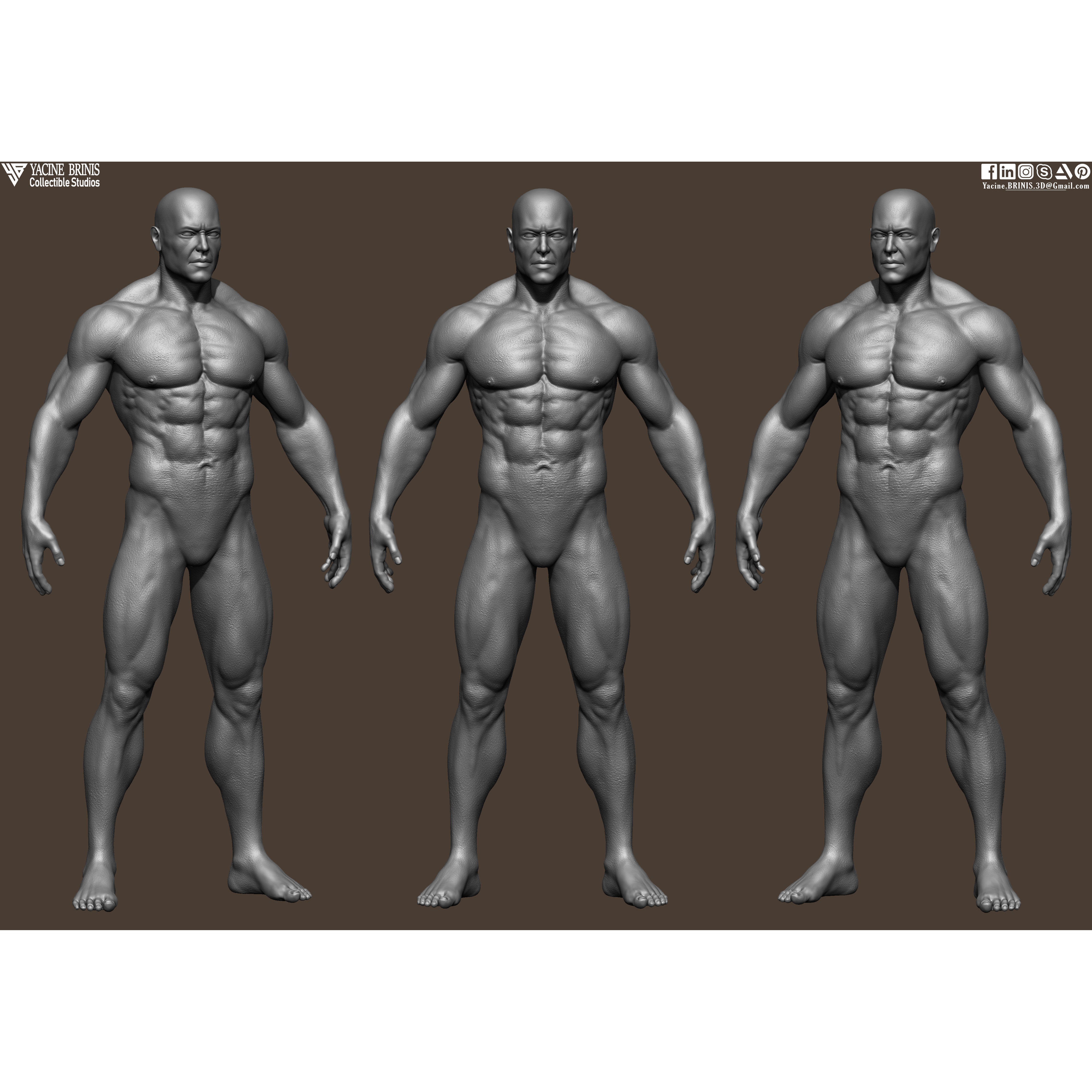 Realistic Male Anatomy Basemesh - Low-Poly Game-Ready 3D Model - View 5