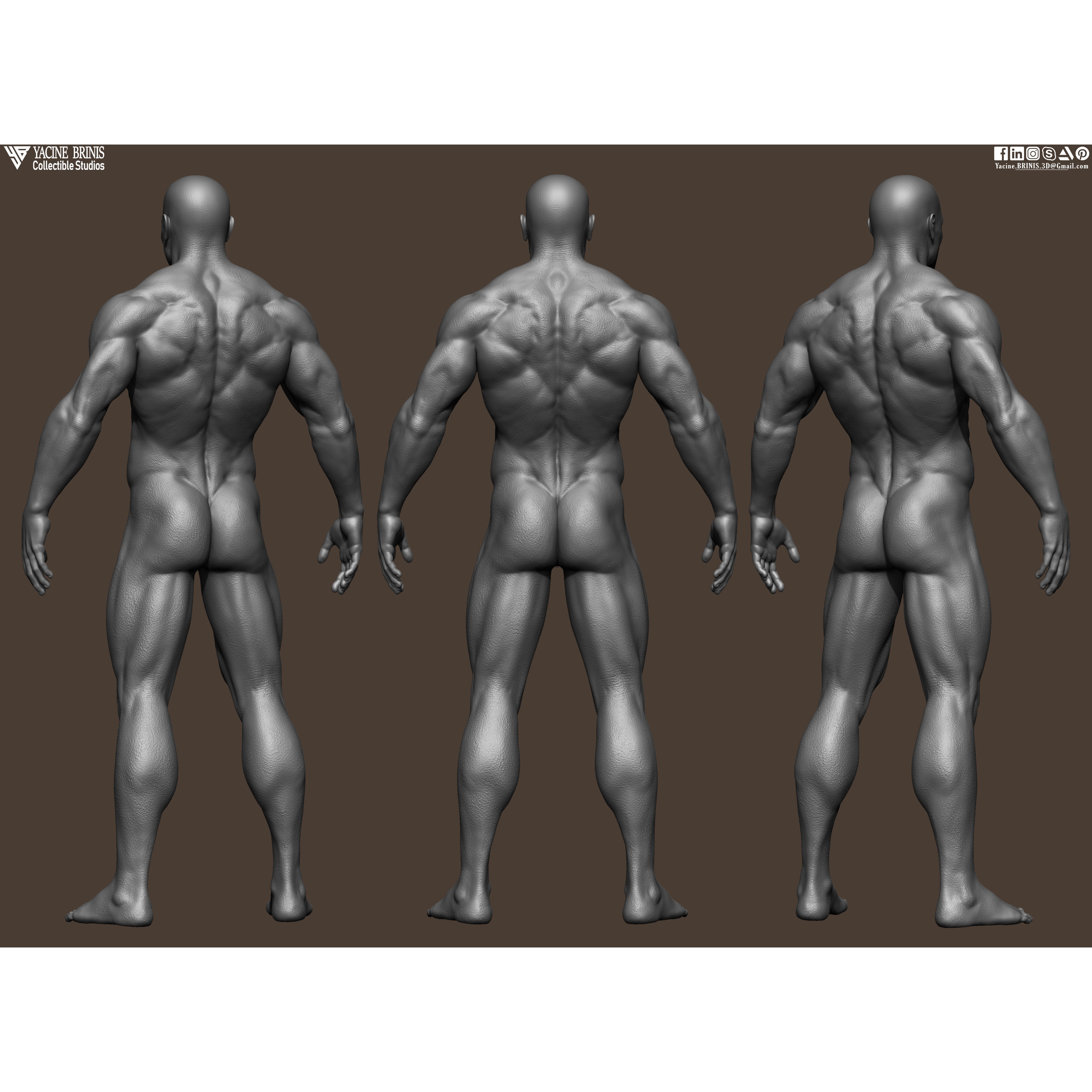 Realistic Male Anatomy Basemesh - Low-Poly Game-Ready 3D Model - View 6