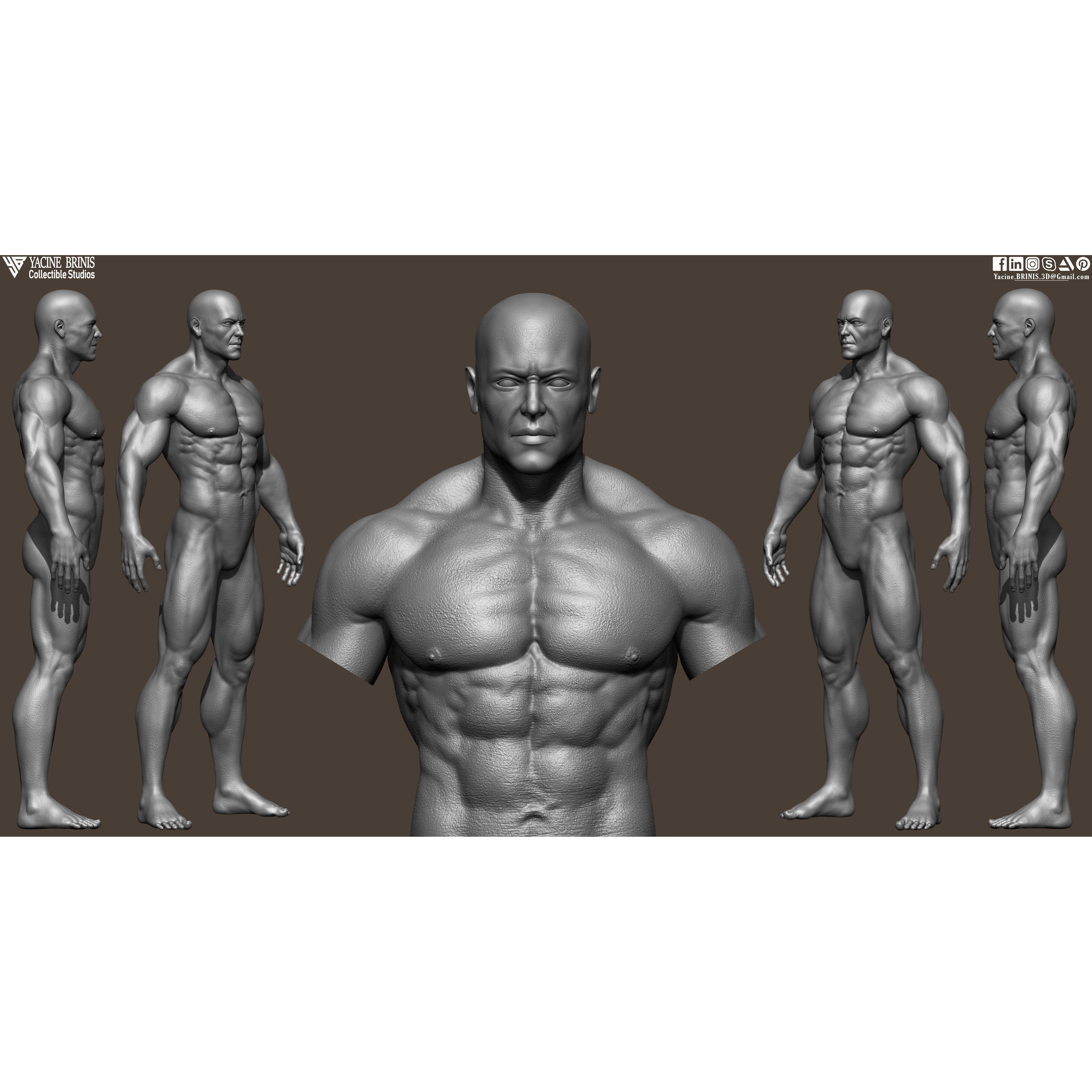 Realistic Male Anatomy Basemesh - Low-Poly Game-Ready 3D Model - View 7