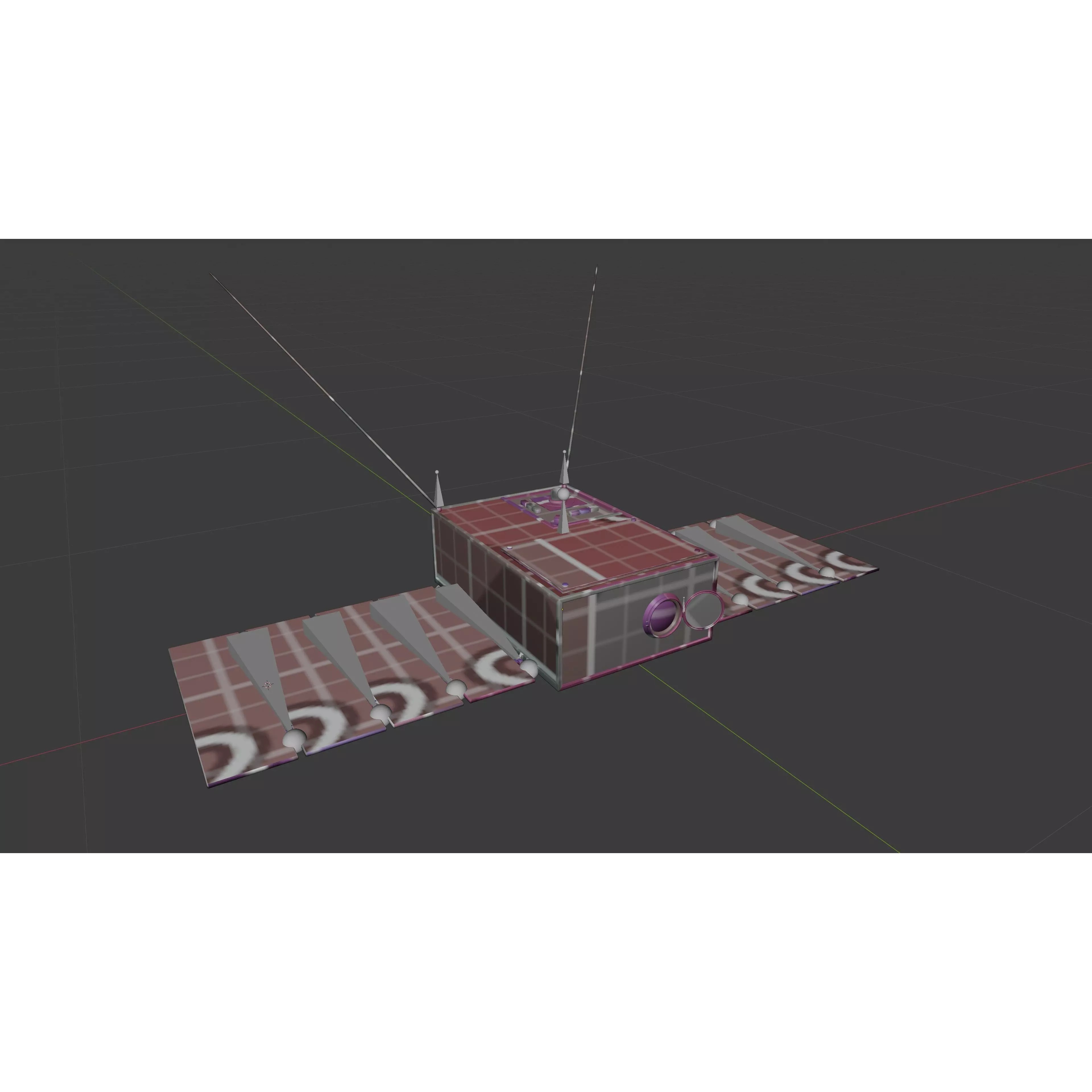 Cube Satellite - Low-Poly Game-Ready 3D Model - View 12