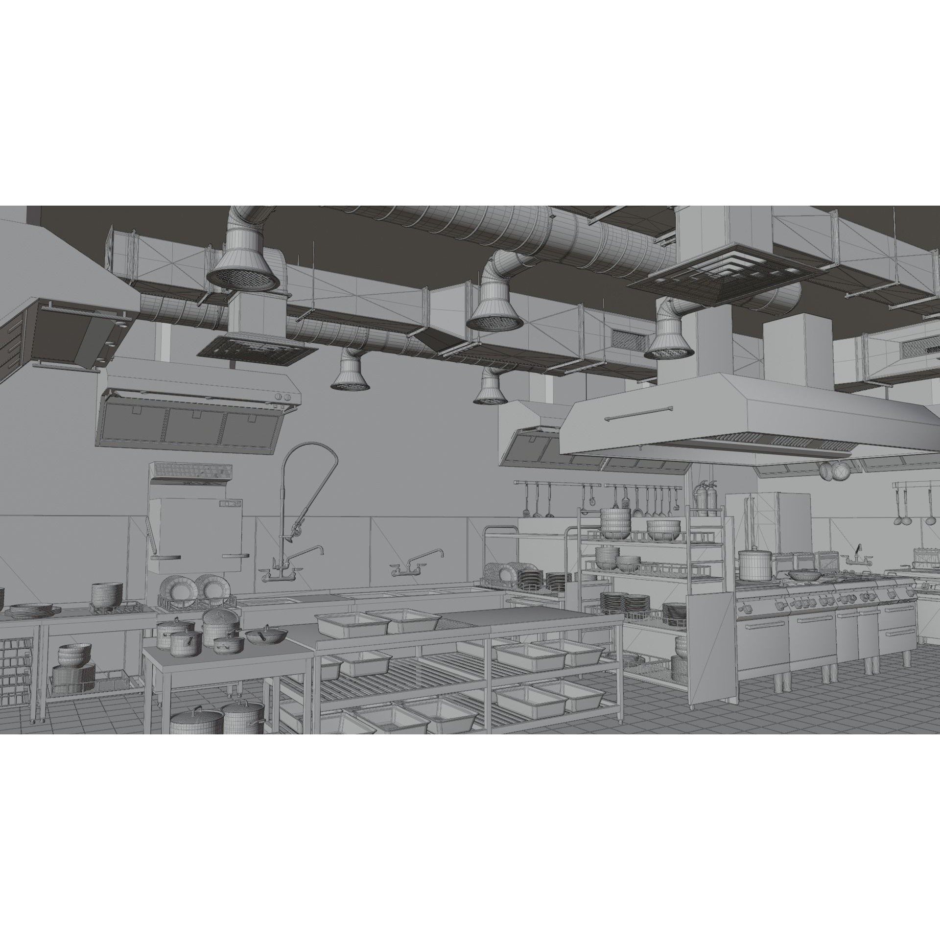 Commercial Kitchen v3 - PBR Game-Ready 3D Model