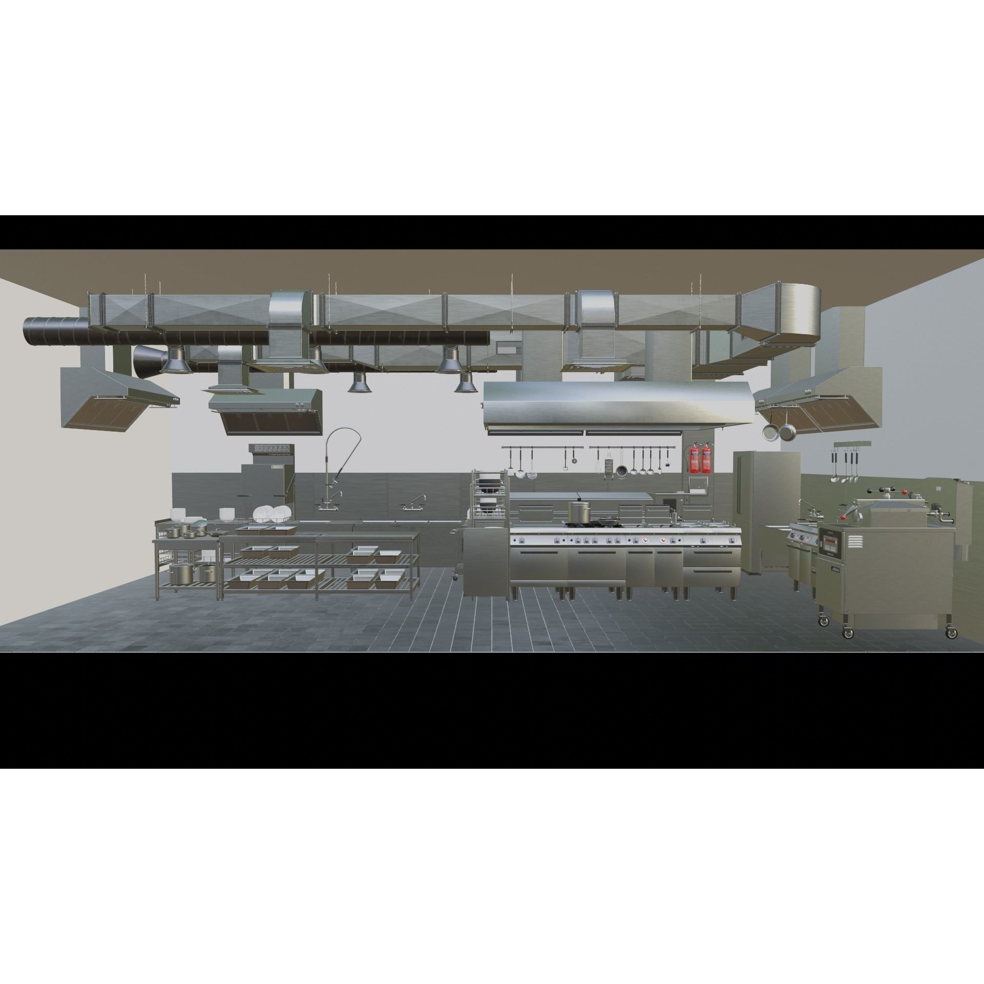 Commercial Kitchen v3 - PBR Game-Ready 3D Model - View 20