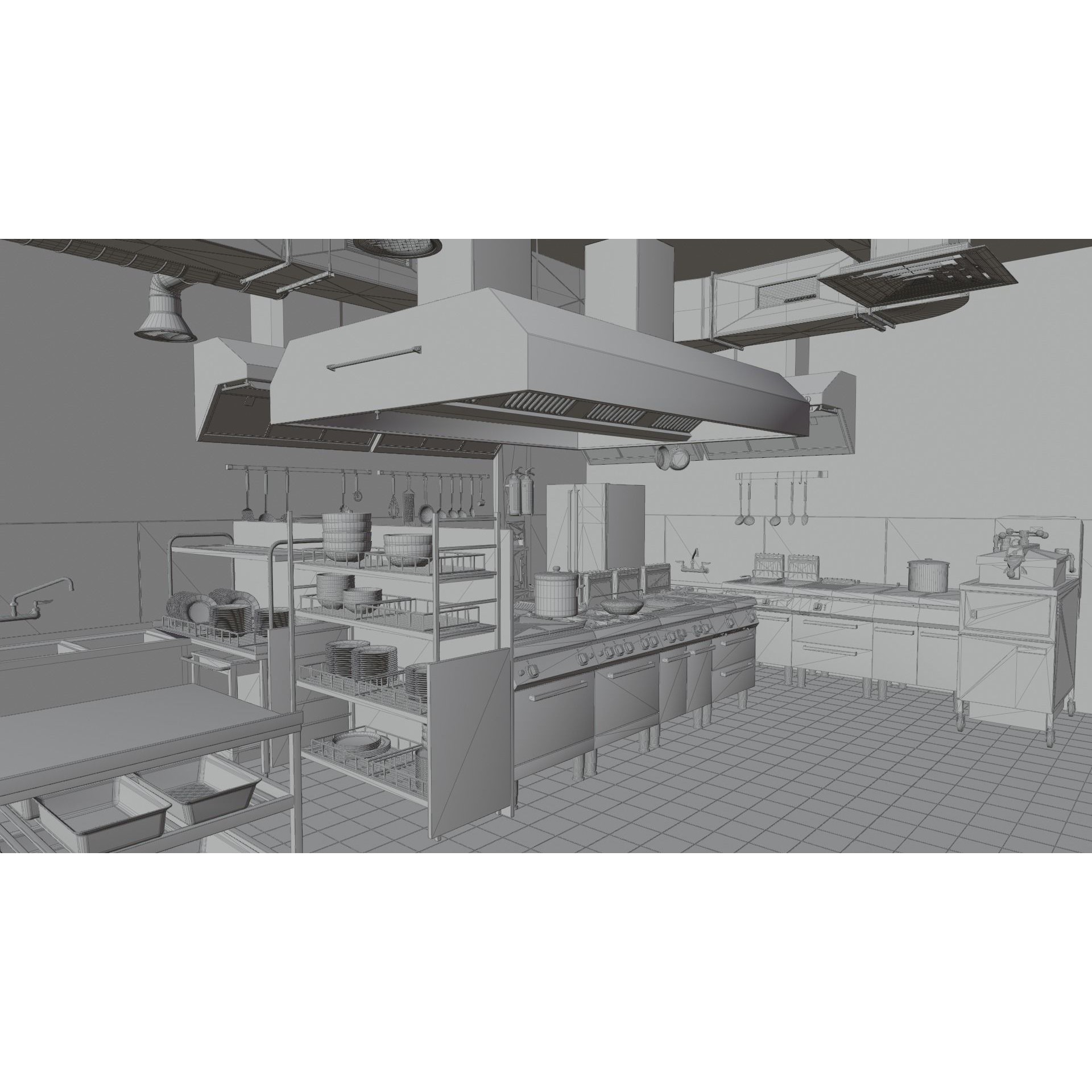 Commercial Kitchen v3 - PBR Game-Ready 3D Model - View 22