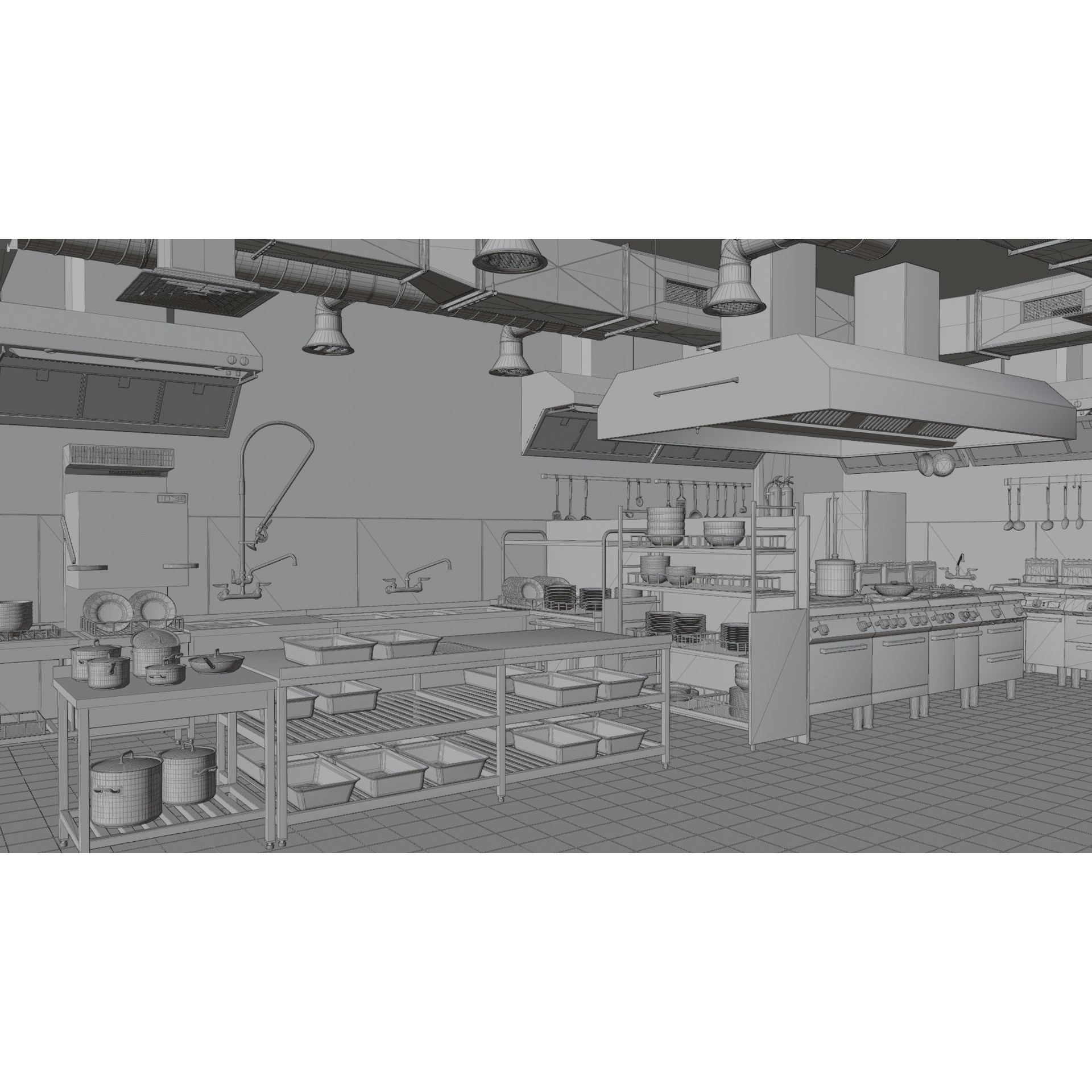 Commercial Kitchen v3 - PBR Game-Ready 3D Model - View 26
