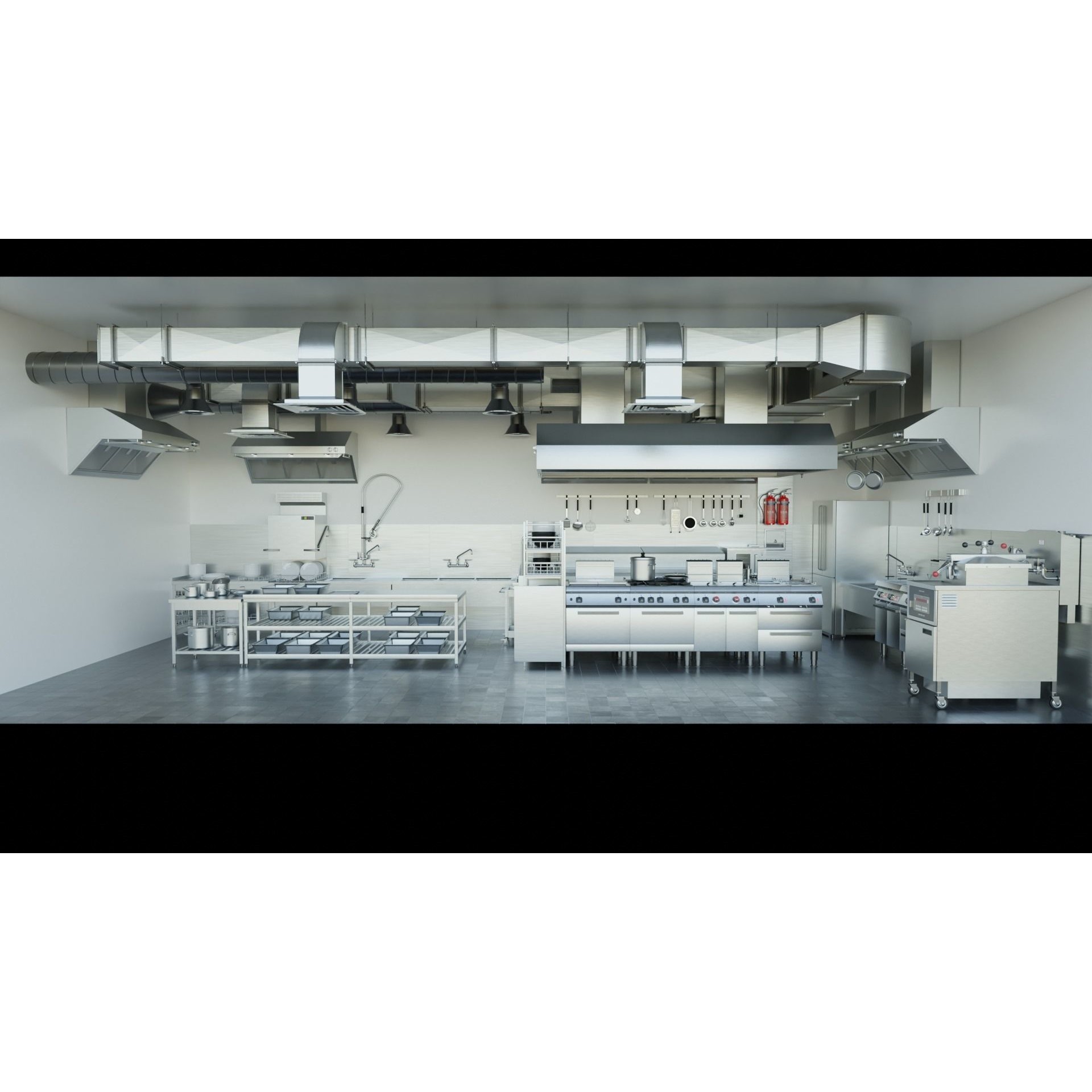 Commercial Kitchen v3 - PBR Game-Ready 3D Model - View 4