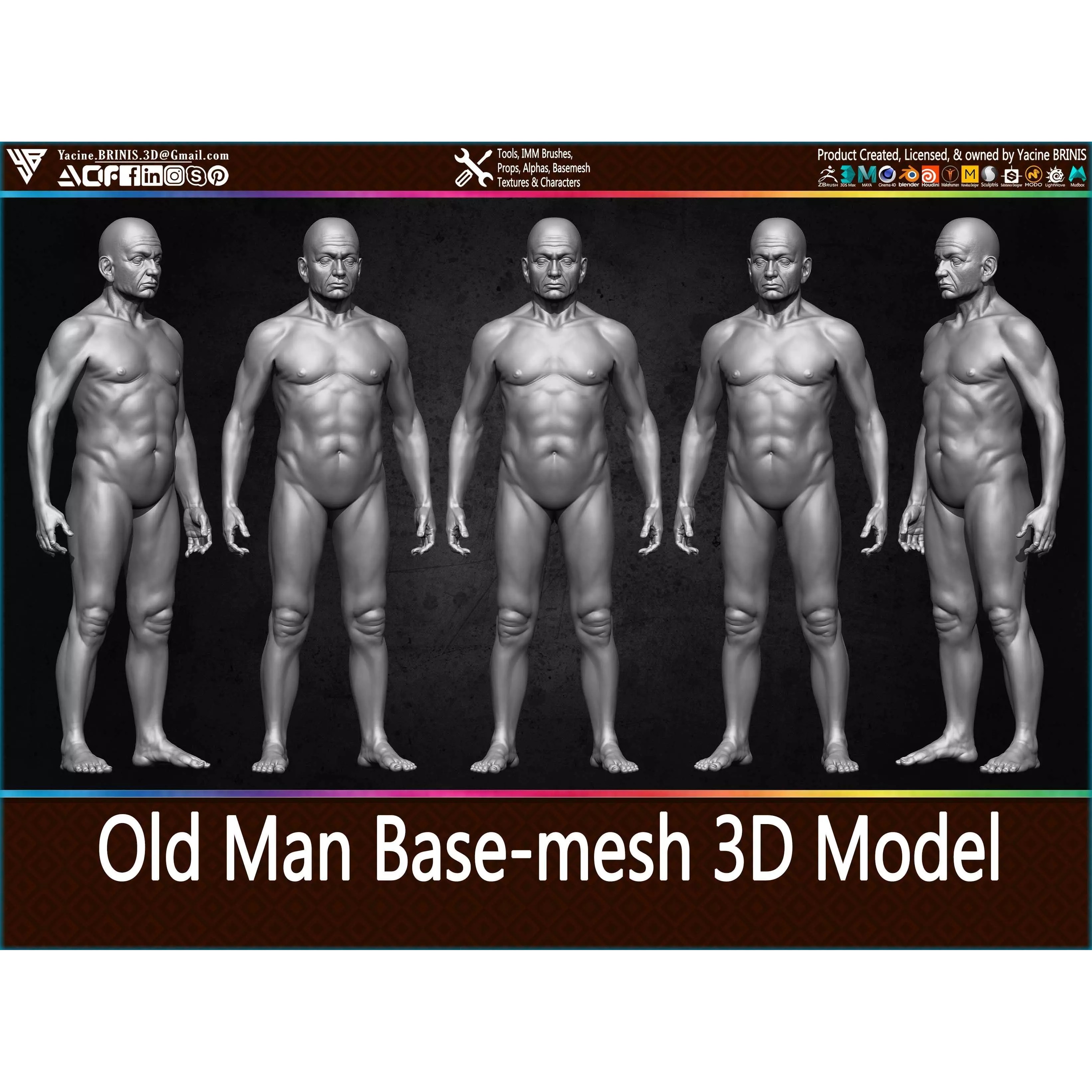 Old Man - Low-Poly Game-Ready 3D Model - View 2