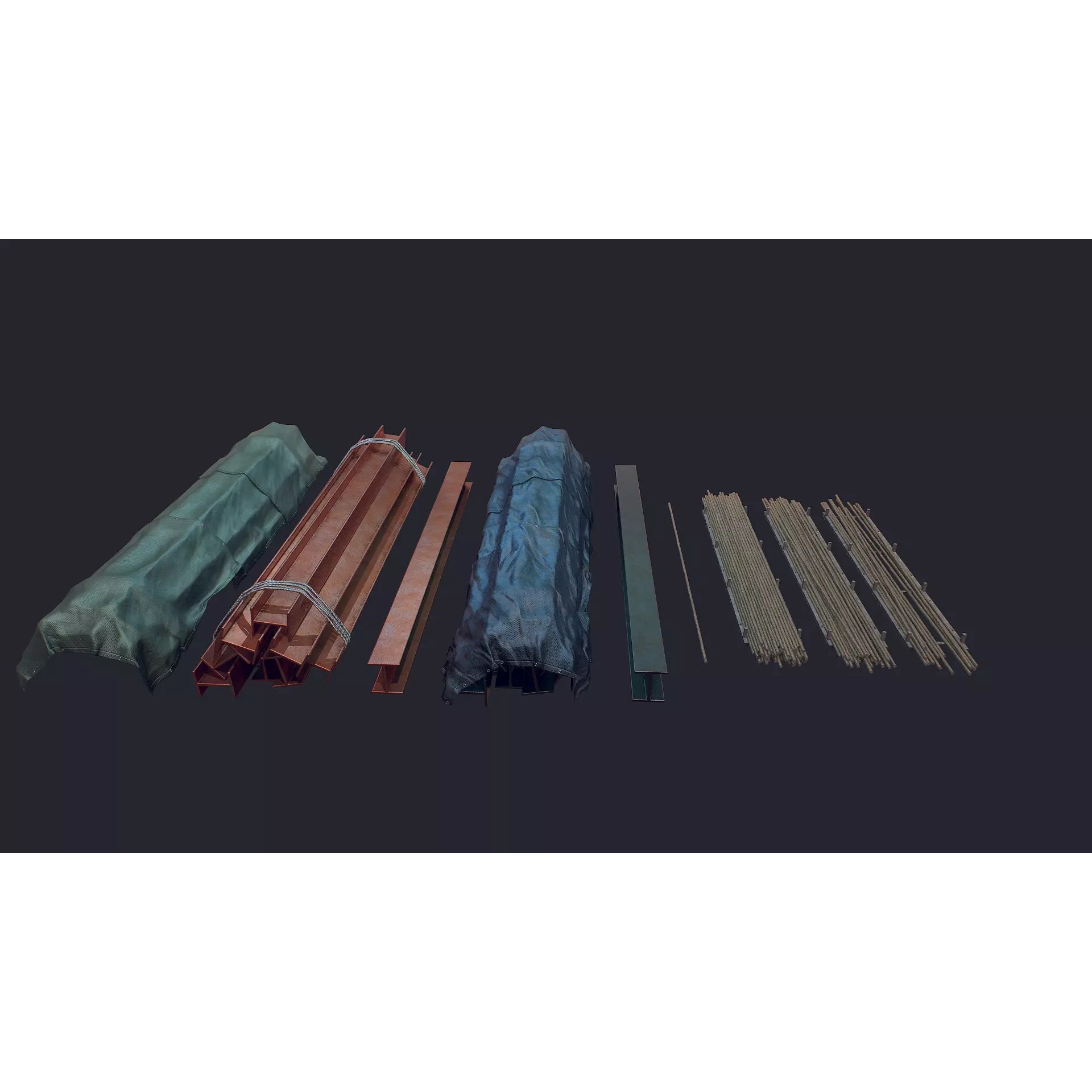 Industrial Metal Beam 3D Model – Low Poly Game Asset, FBX - View 2