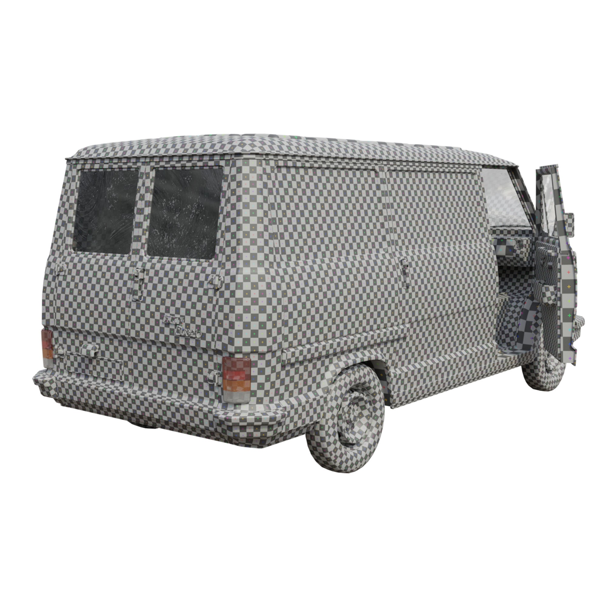 Fiat Ducato 1982 3D Model – Low Poly PBR Vehicle, FBX, OBJ, Blender - View 11