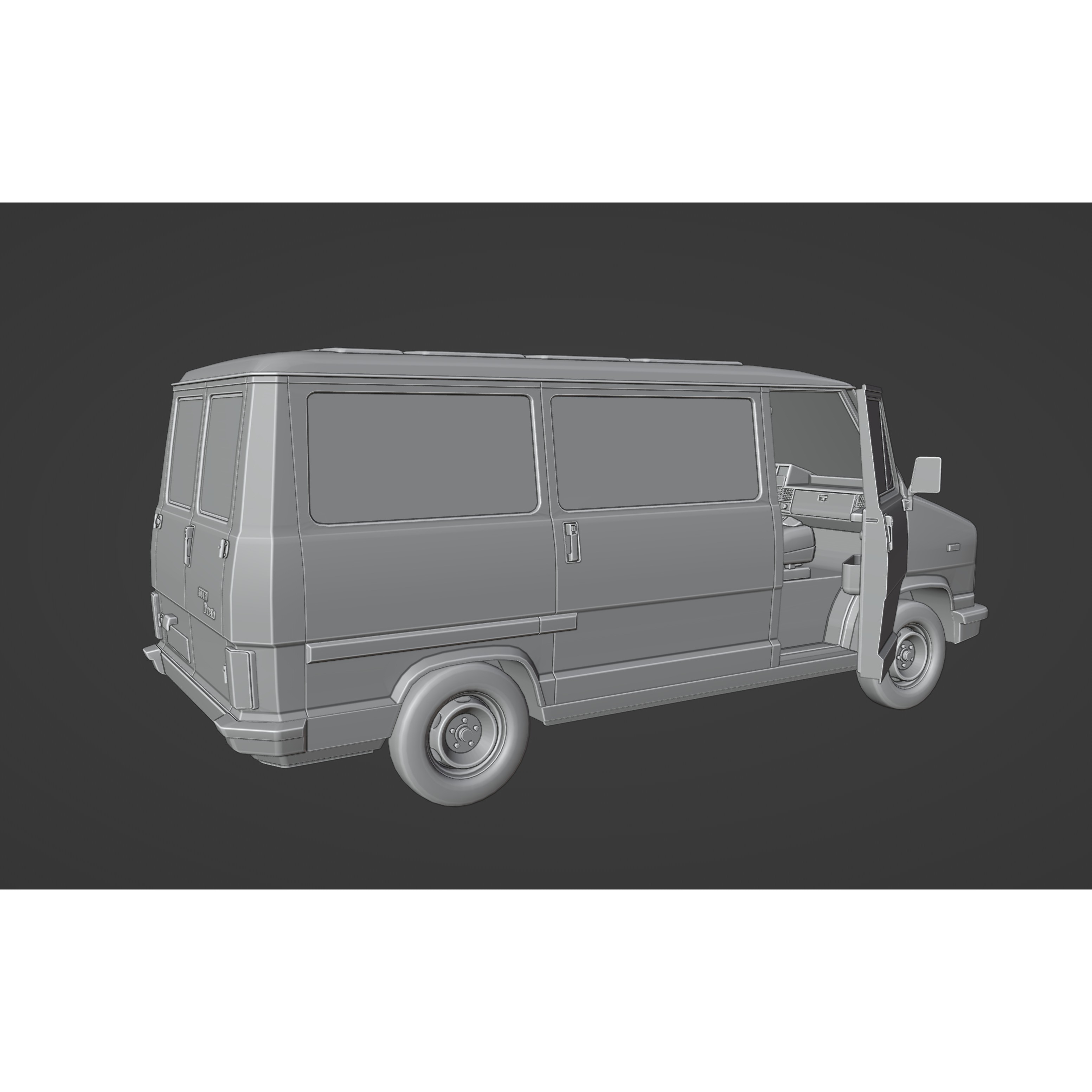 Fiat Ducato 1982 3D Model – Low Poly PBR Vehicle, FBX, OBJ, Blender - View 15
