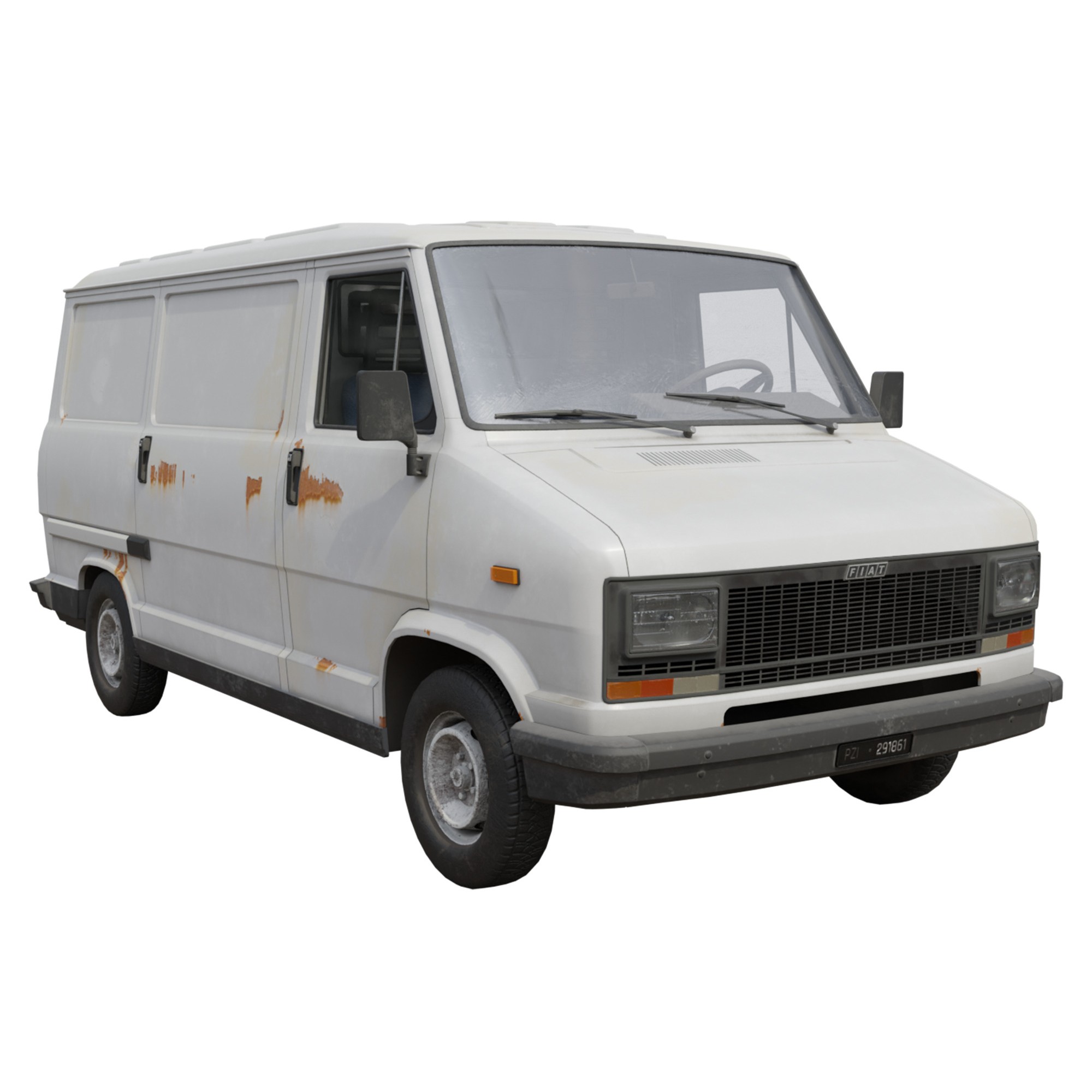 Fiat Ducato 1982 3D Model – Low Poly PBR Vehicle, FBX, OBJ, Blender - View 3