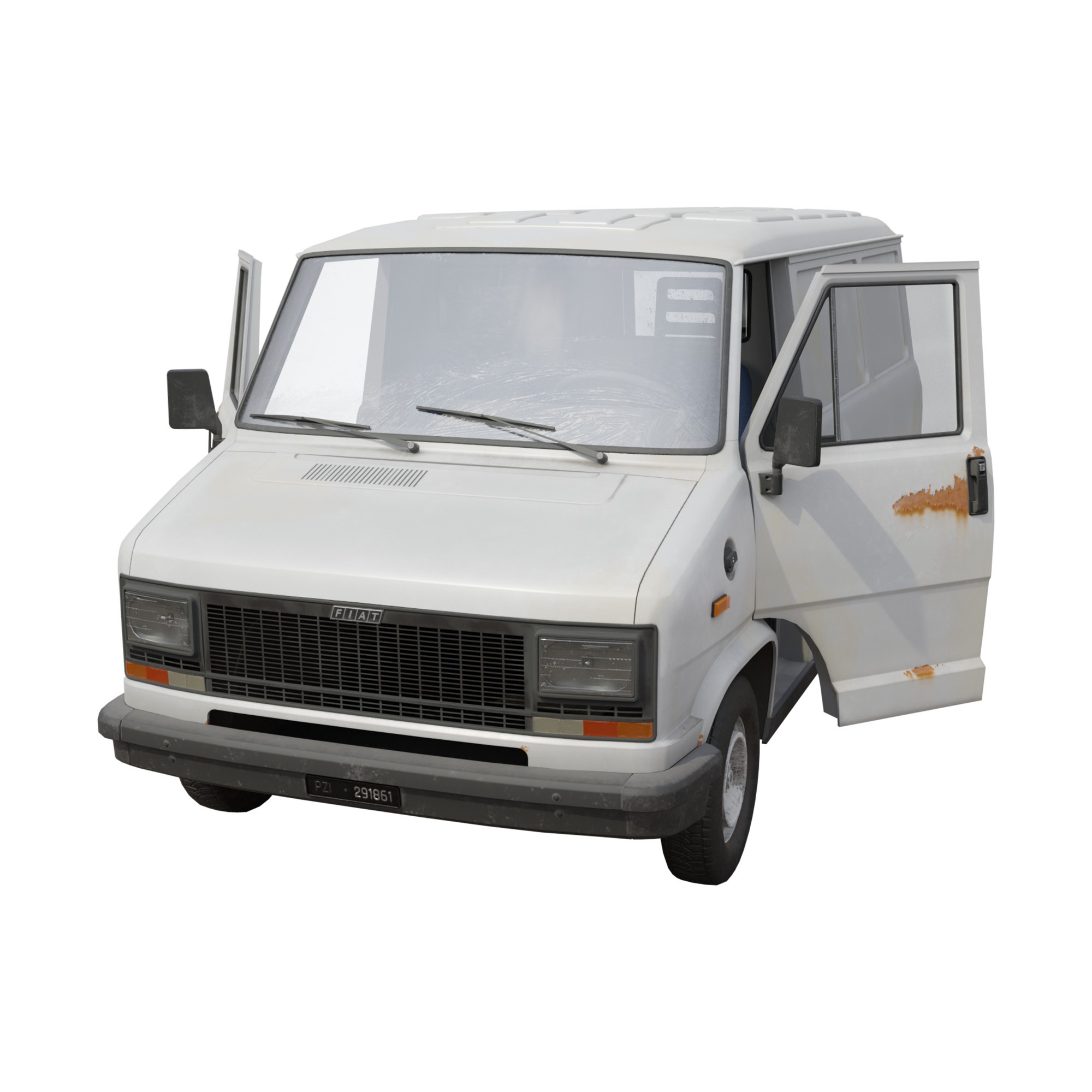 Fiat Ducato 1982 3D Model – Low Poly PBR Vehicle, FBX, OBJ, Blender - View 9