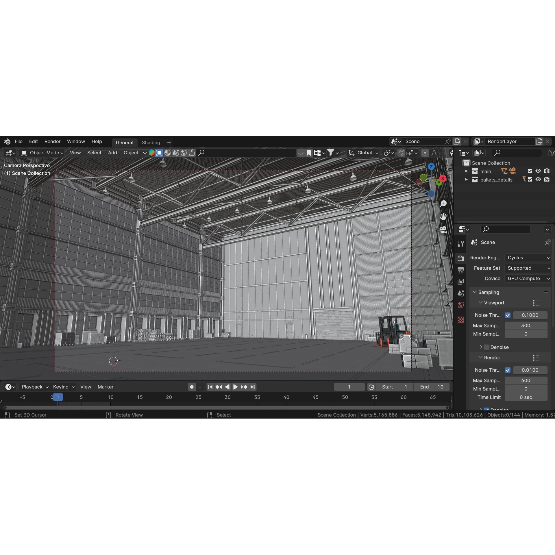 Industrial Warehouse 3D Model – High Poly Architectural Asset, Blender, FBX, OBJ