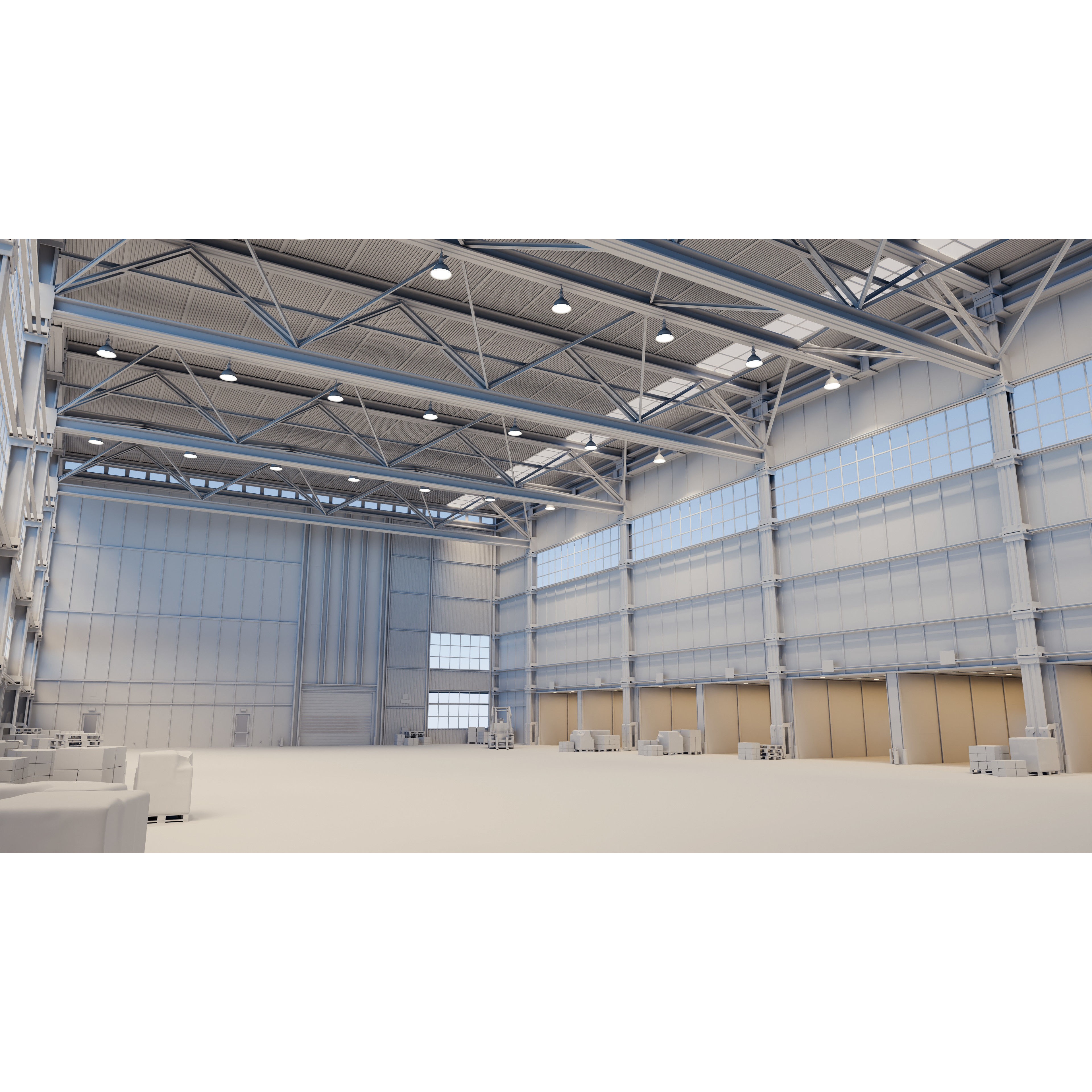 Industrial Warehouse 3D Model – High Poly Architectural Asset, Blender, FBX, OBJ - View 11