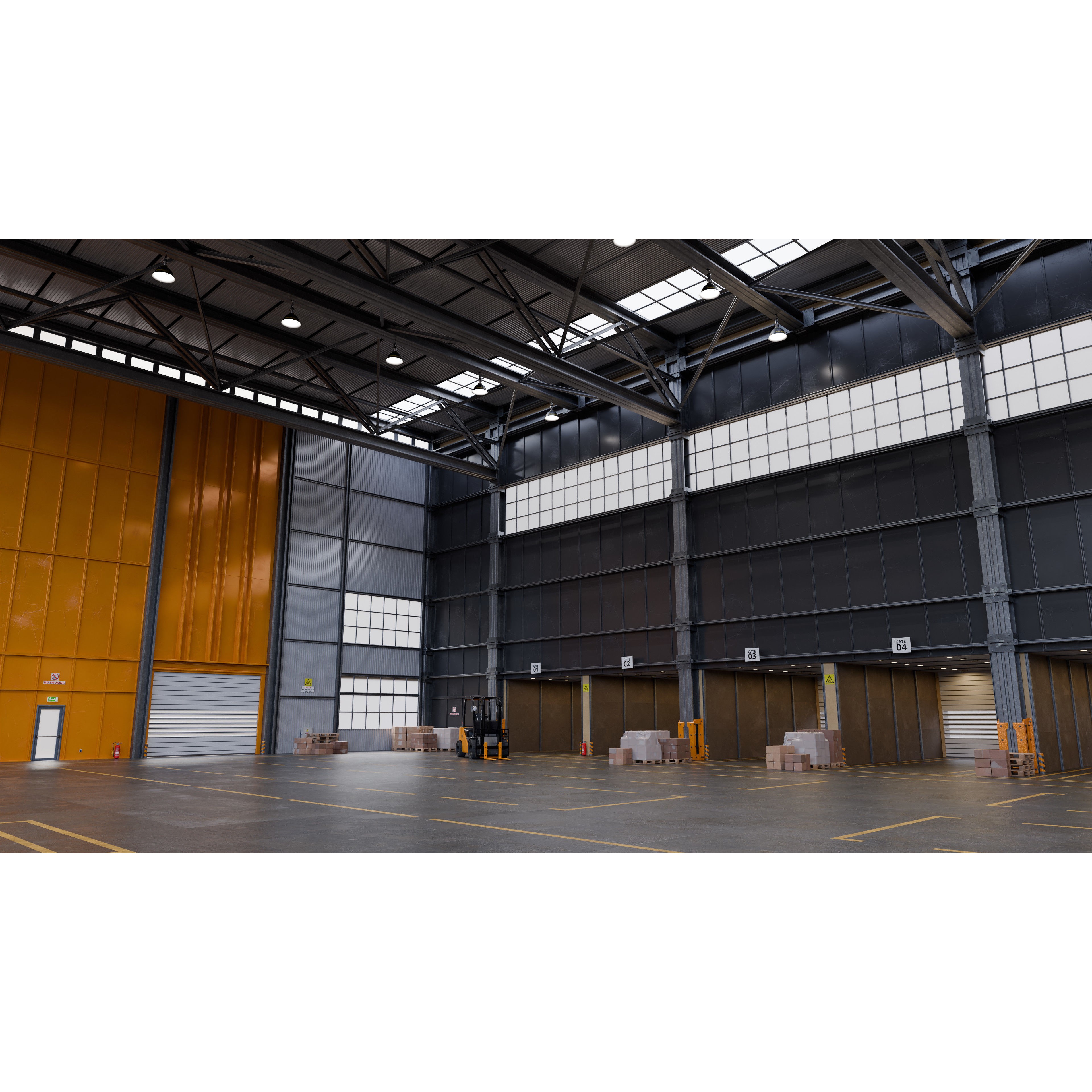 Industrial Warehouse 3D Model – High Poly Architectural Asset, Blender, FBX, OBJ - View 3