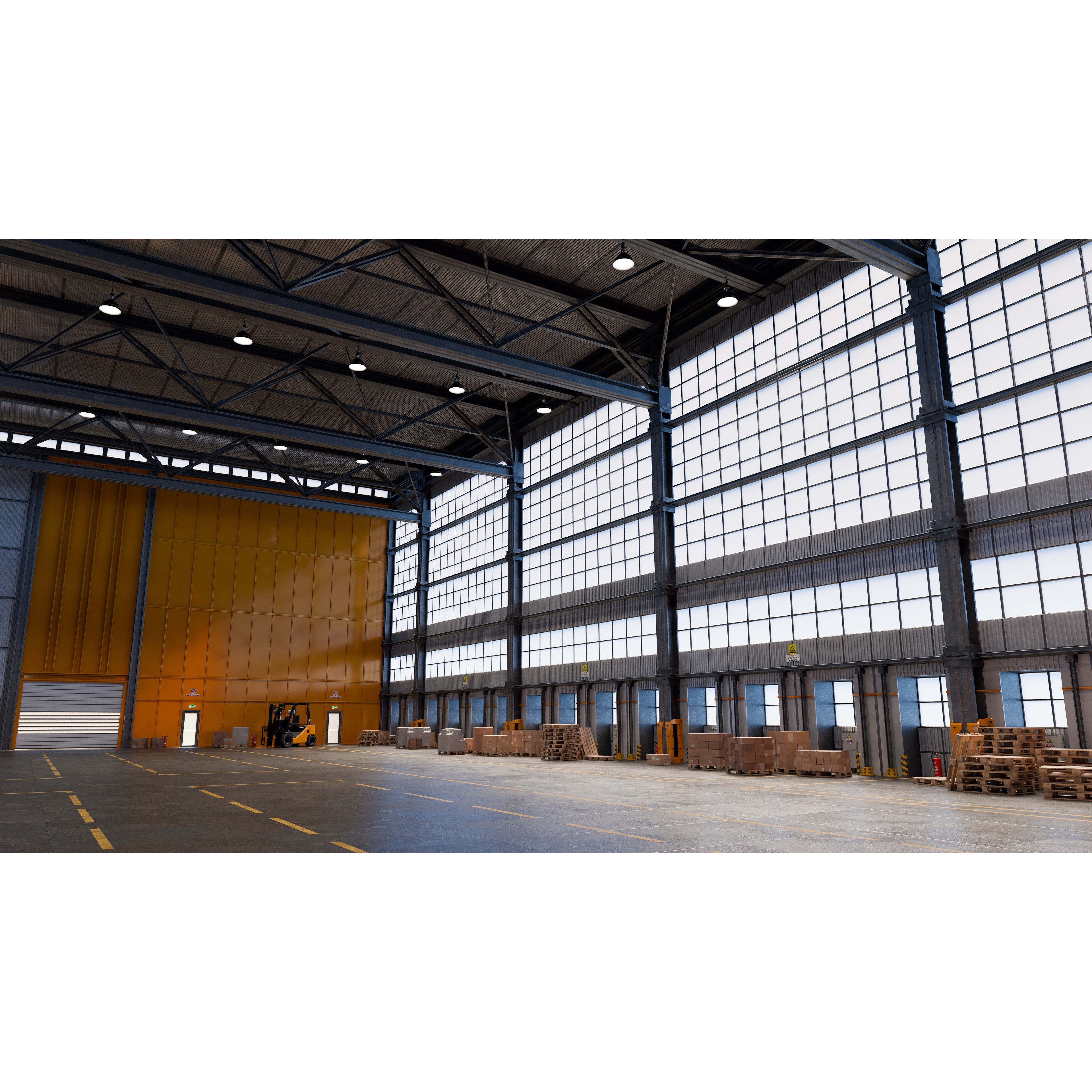 Industrial Warehouse 3D Model – High Poly Architectural Asset, Blender, FBX, OBJ - View 4