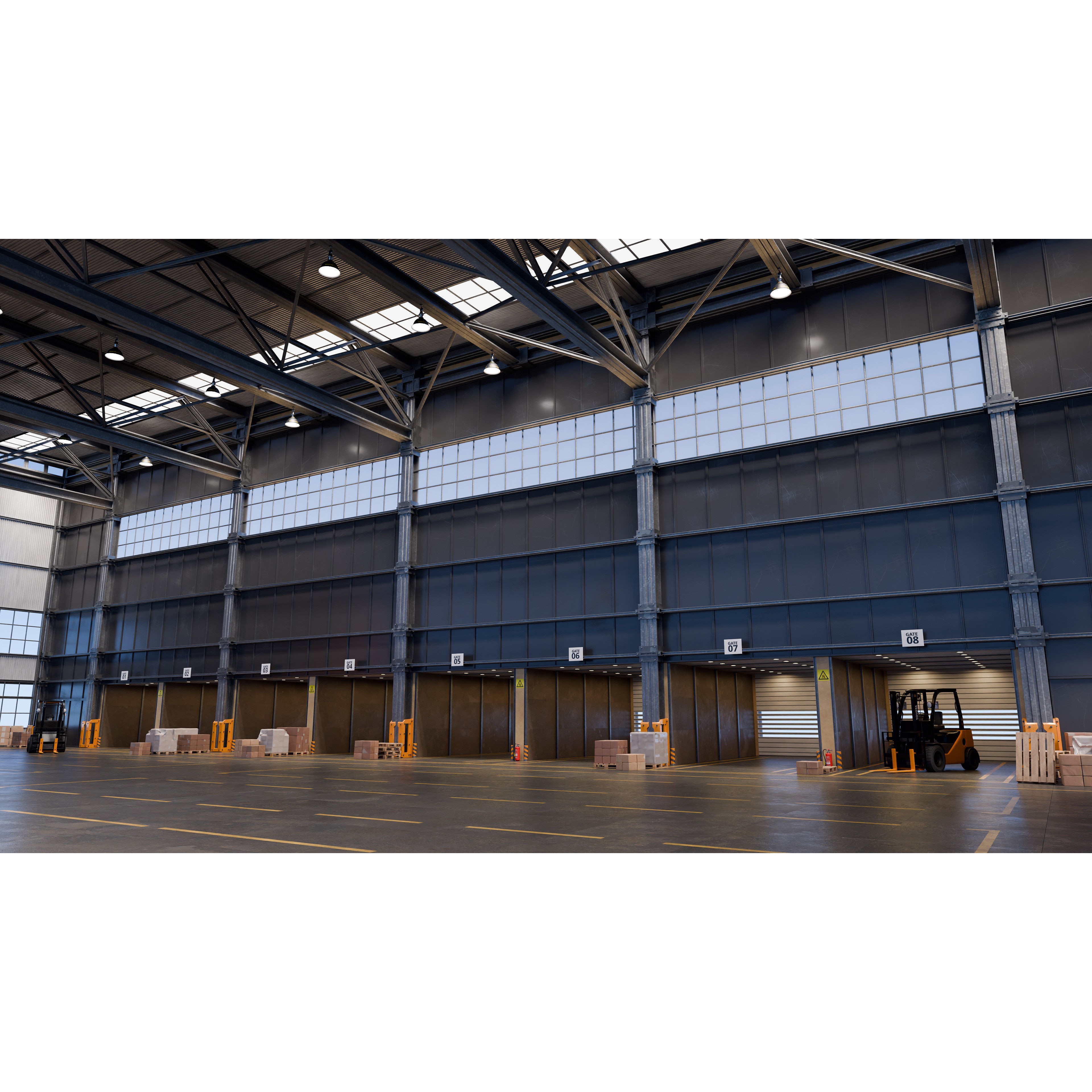 Industrial Warehouse 3D Model – High Poly Architectural Asset, Blender, FBX, OBJ - View 5