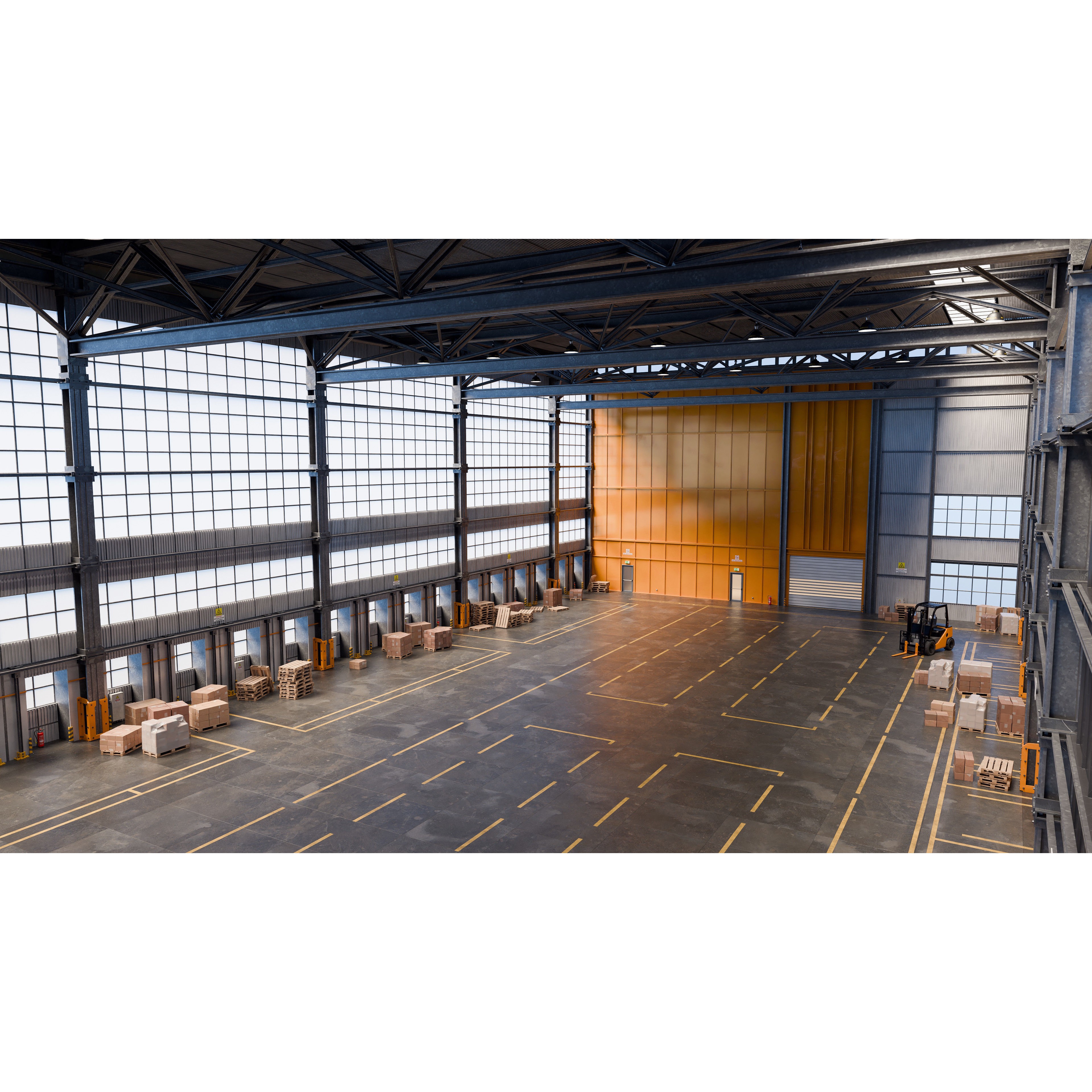 Industrial Warehouse 3D Model – High Poly Architectural Asset, Blender, FBX, OBJ - View 6