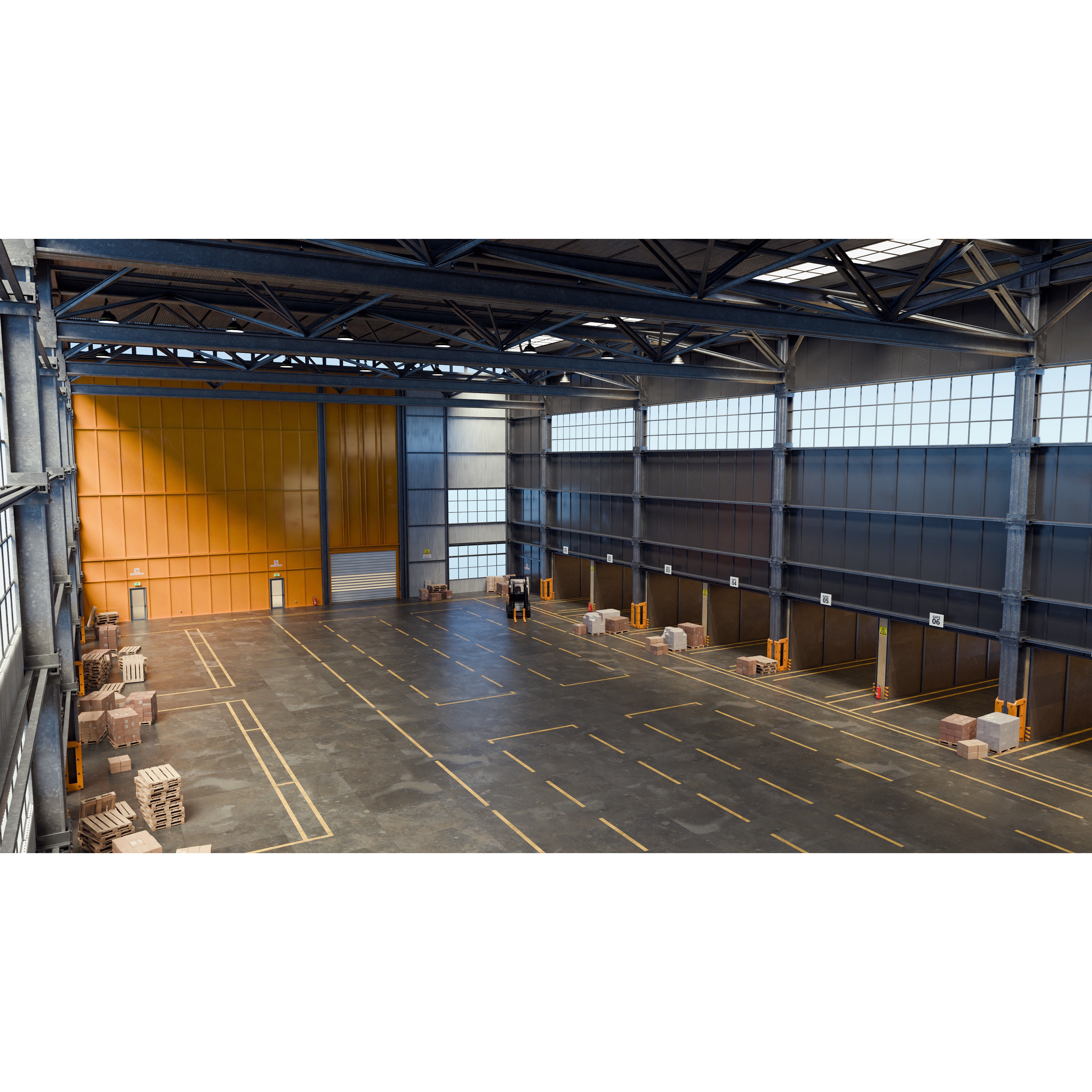 Industrial Warehouse 3D Model – High Poly Architectural Asset, Blender, FBX, OBJ - View 7