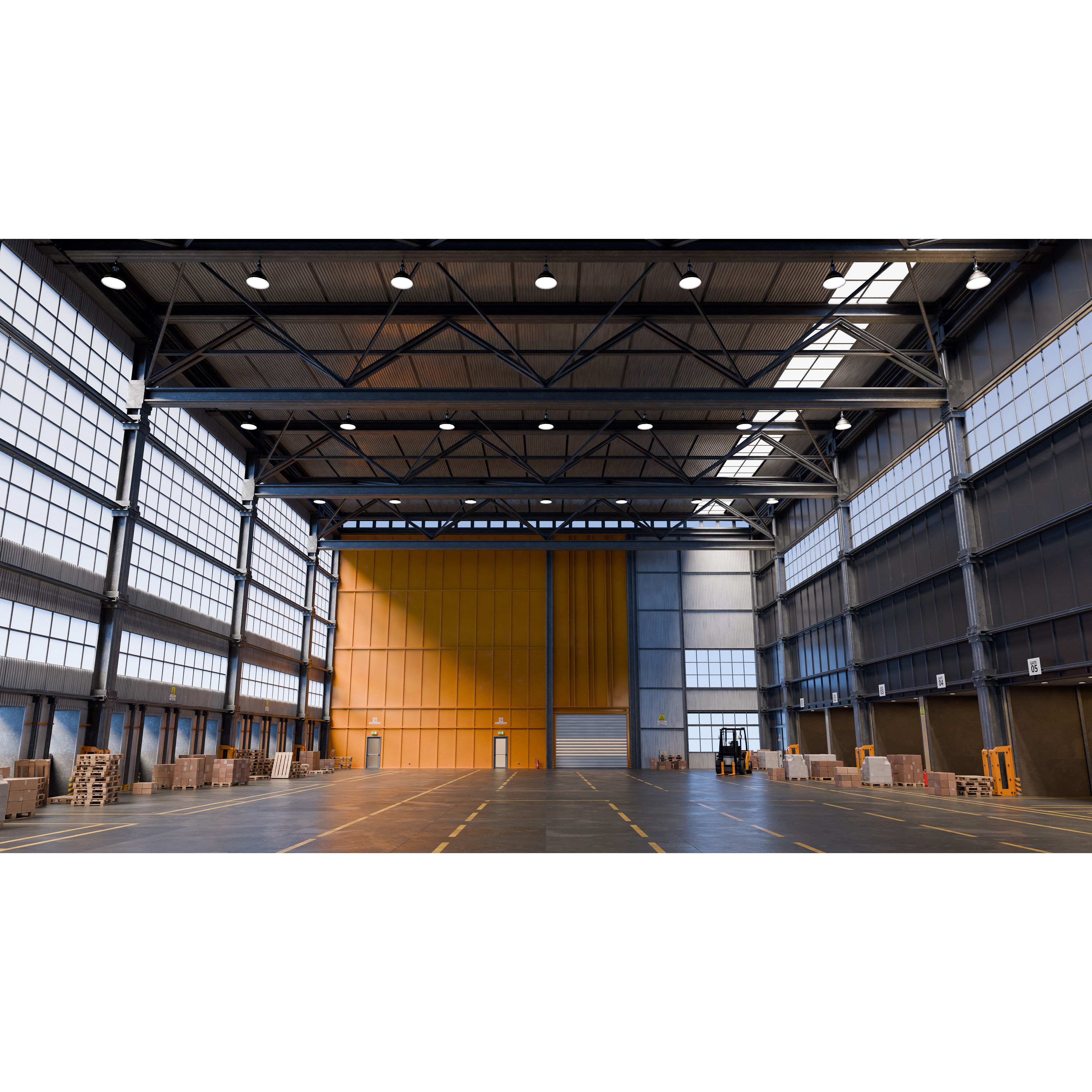 Industrial Warehouse 3D Model – High Poly Architectural Asset, Blender, FBX, OBJ - View 8