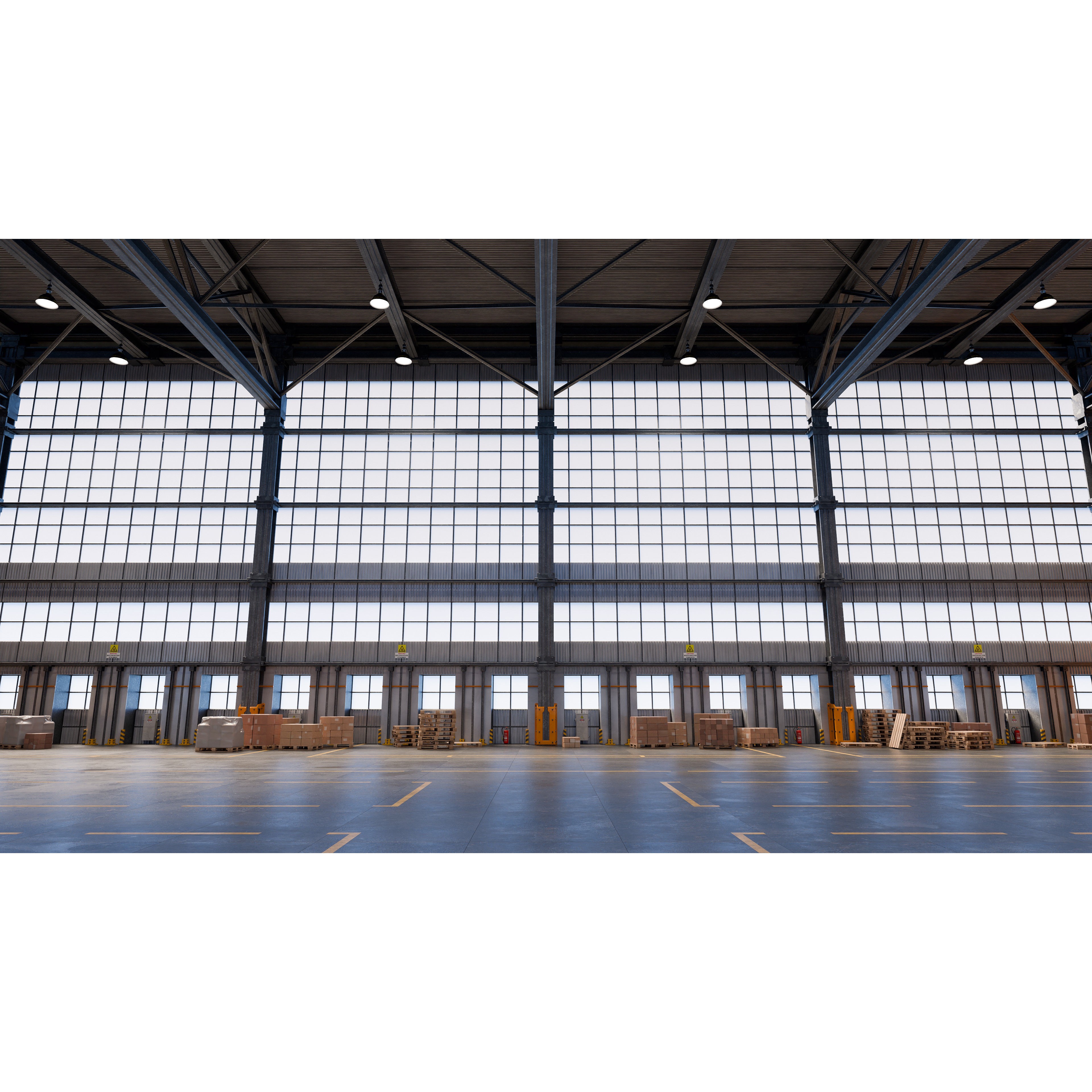 Industrial Warehouse 3D Model – High Poly Architectural Asset, Blender, FBX, OBJ - View 9