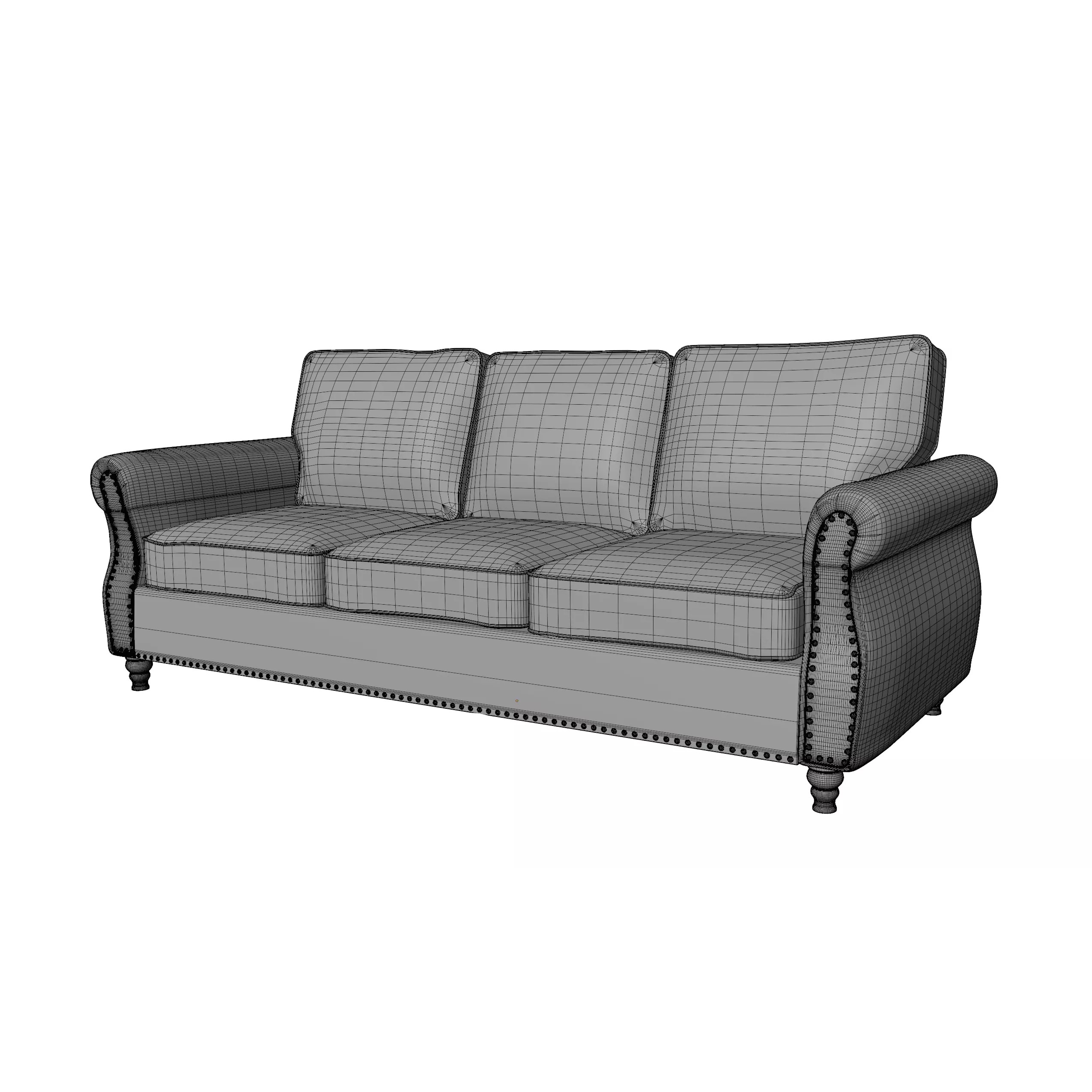 Classic Leather Sofa - Realistic 3D Model - View 4