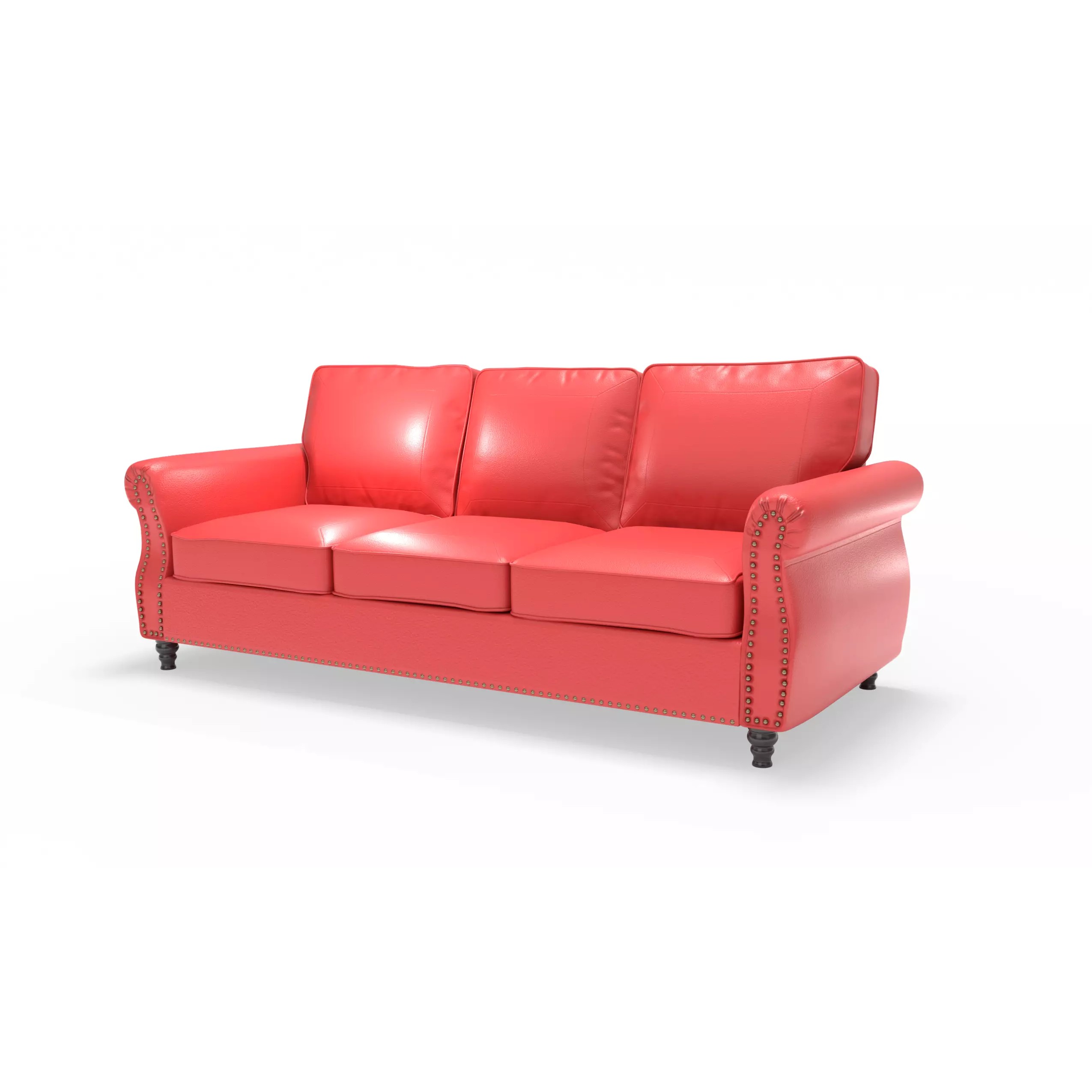 Classic Leather Sofa - Realistic 3D Model - View 5