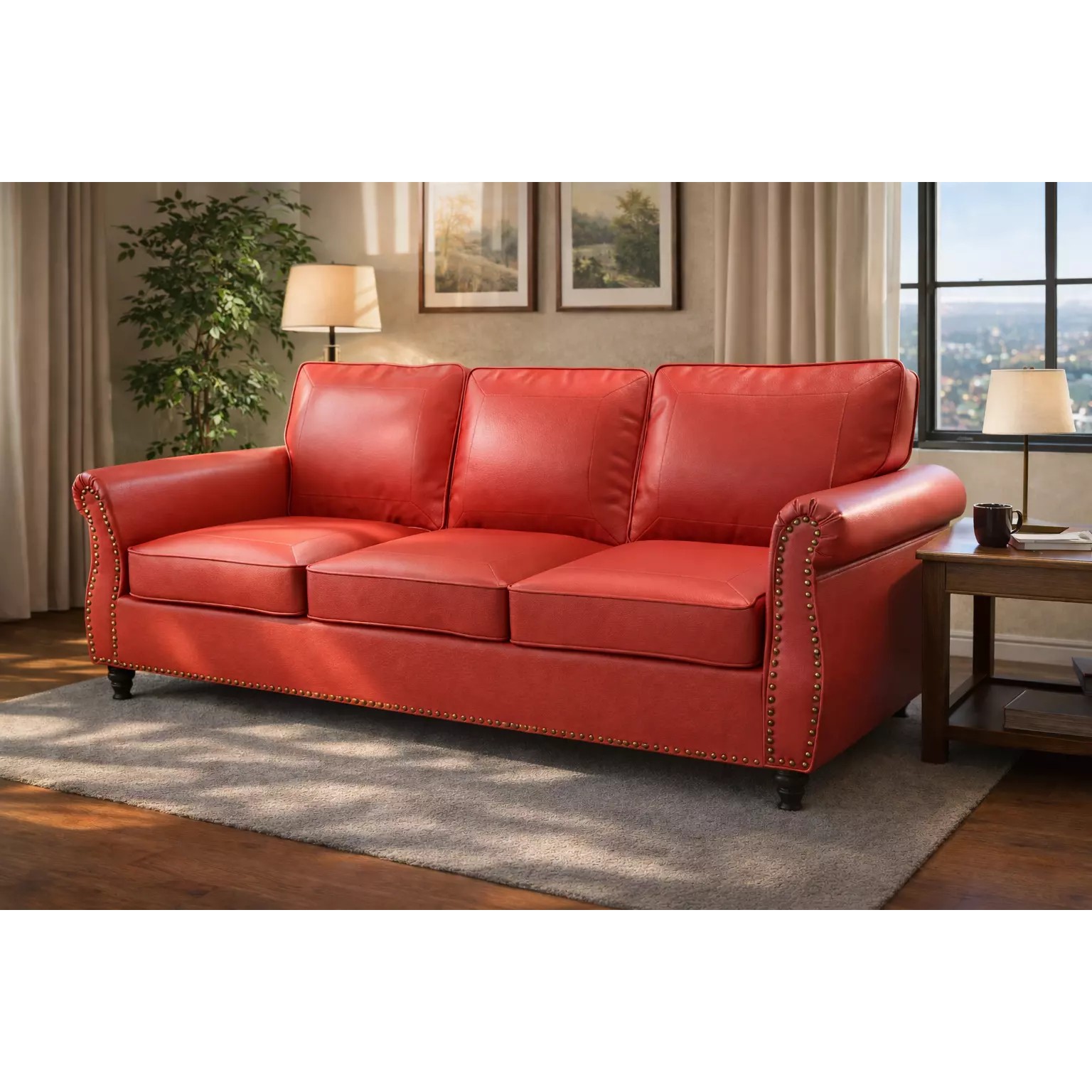 Classic Leather Sofa - Realistic 3D Model - View 7