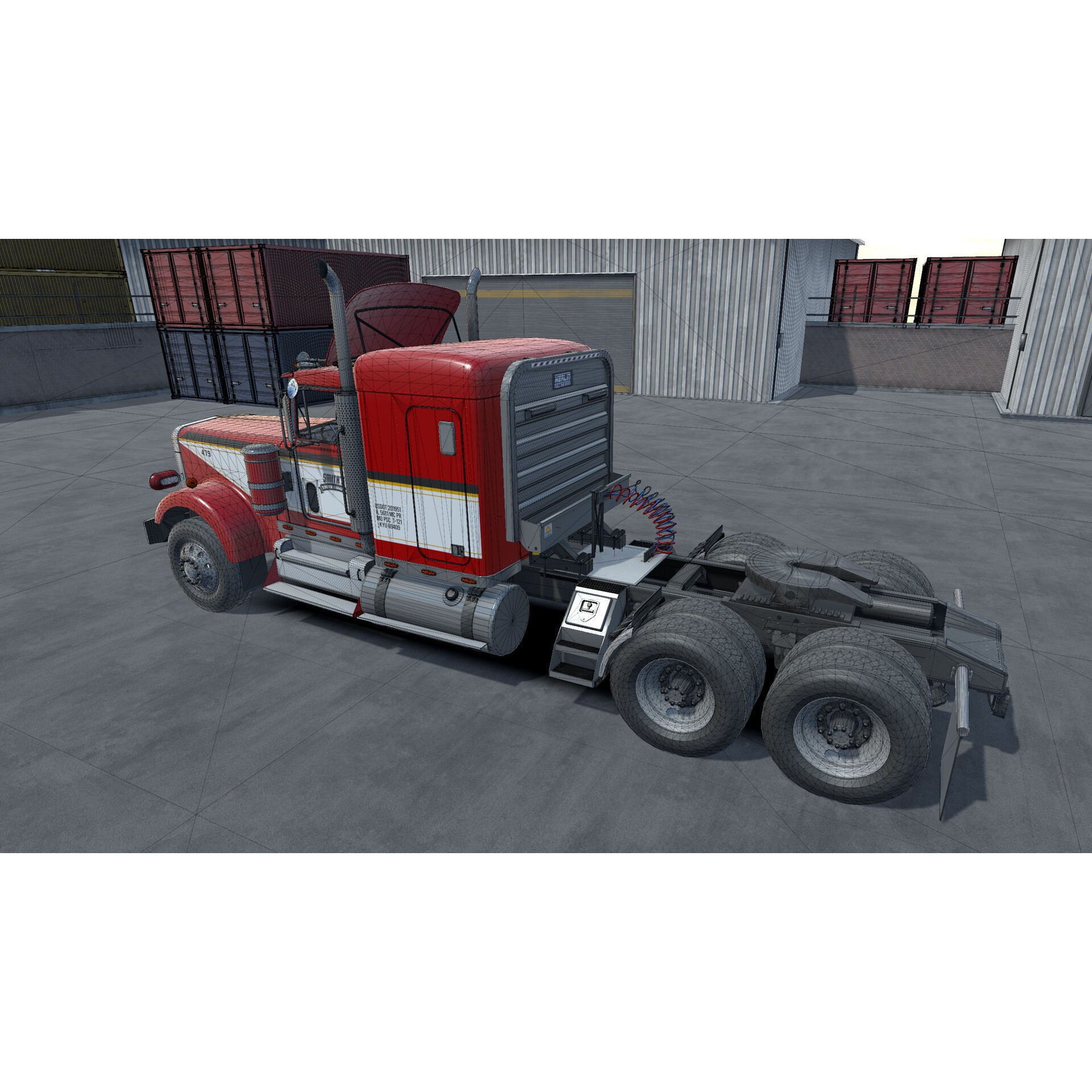 80s Semitruck 3D Model – Low Poly Game Asset, Unity, PBR Textures