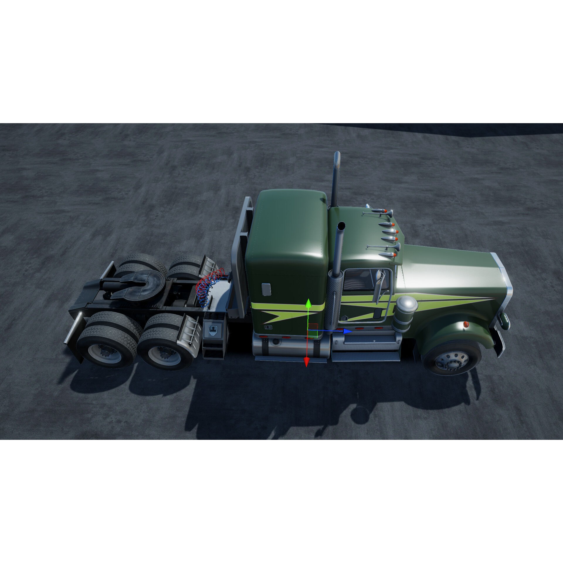 80s Semitruck 3D Model – Low Poly Game Asset, Unity, PBR Textures - View 10