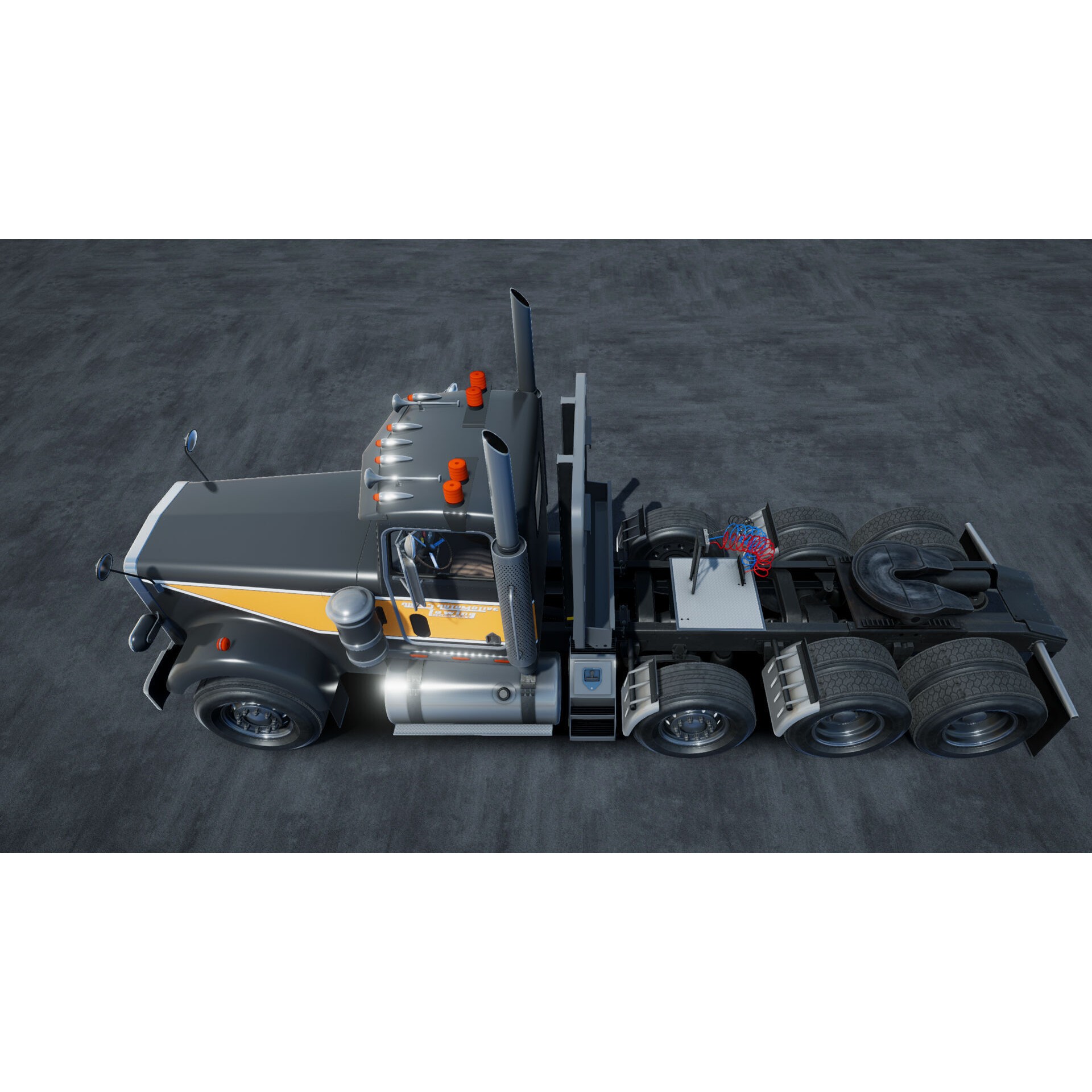 80s Semitruck 3D Model – Low Poly Game Asset, Unity, PBR Textures - View 13