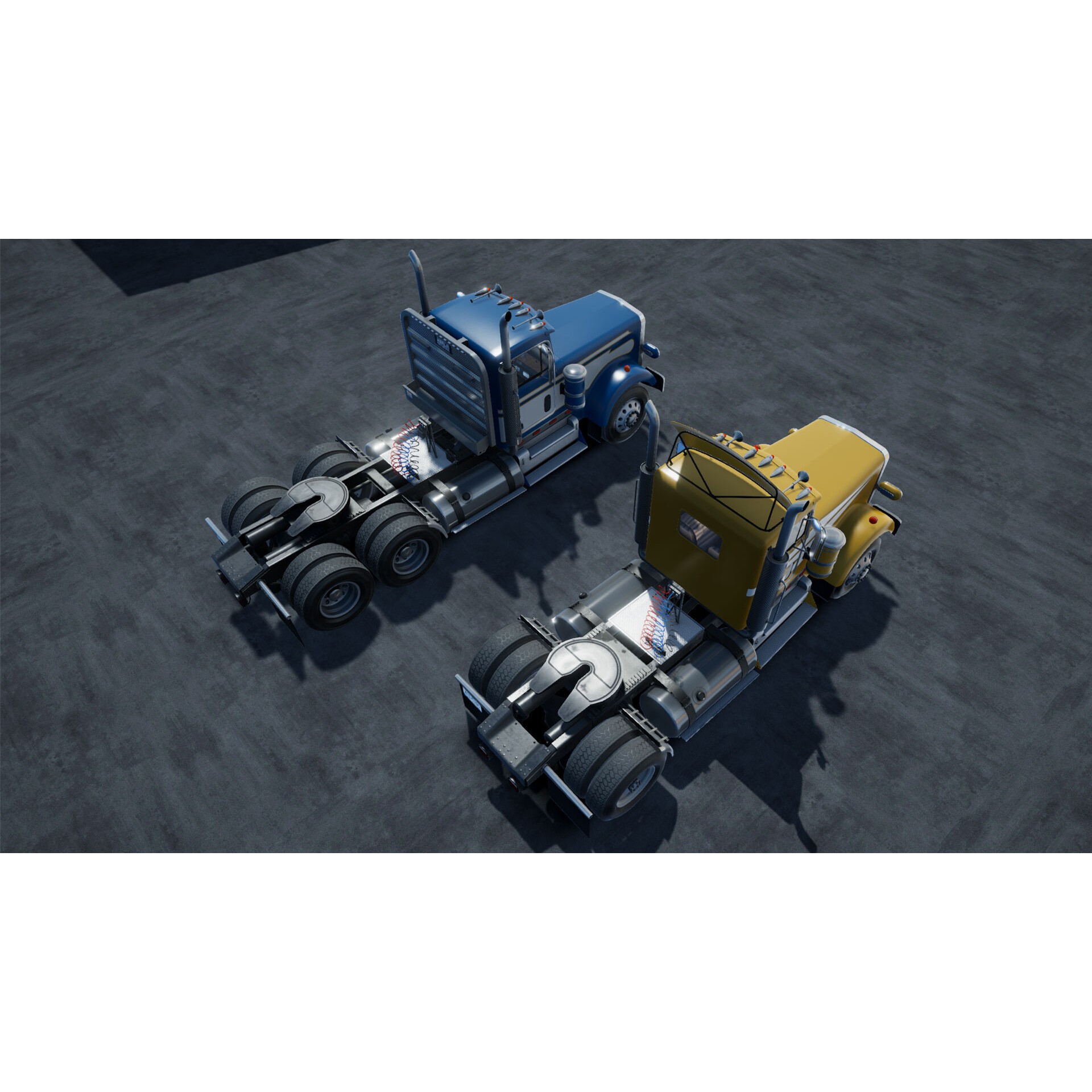 80s Semitruck 3D Model – Low Poly Game Asset, Unity, PBR Textures - View 17