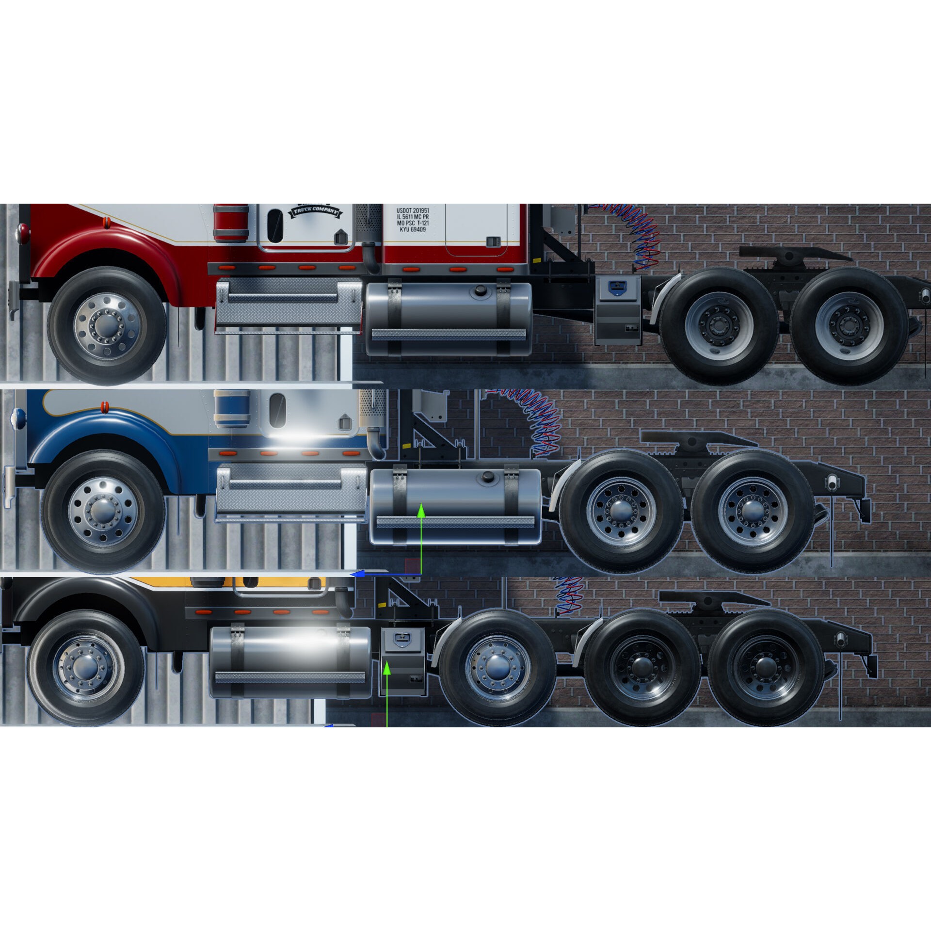 80s Semitruck 3D Model – Low Poly Game Asset, Unity, PBR Textures - View 25