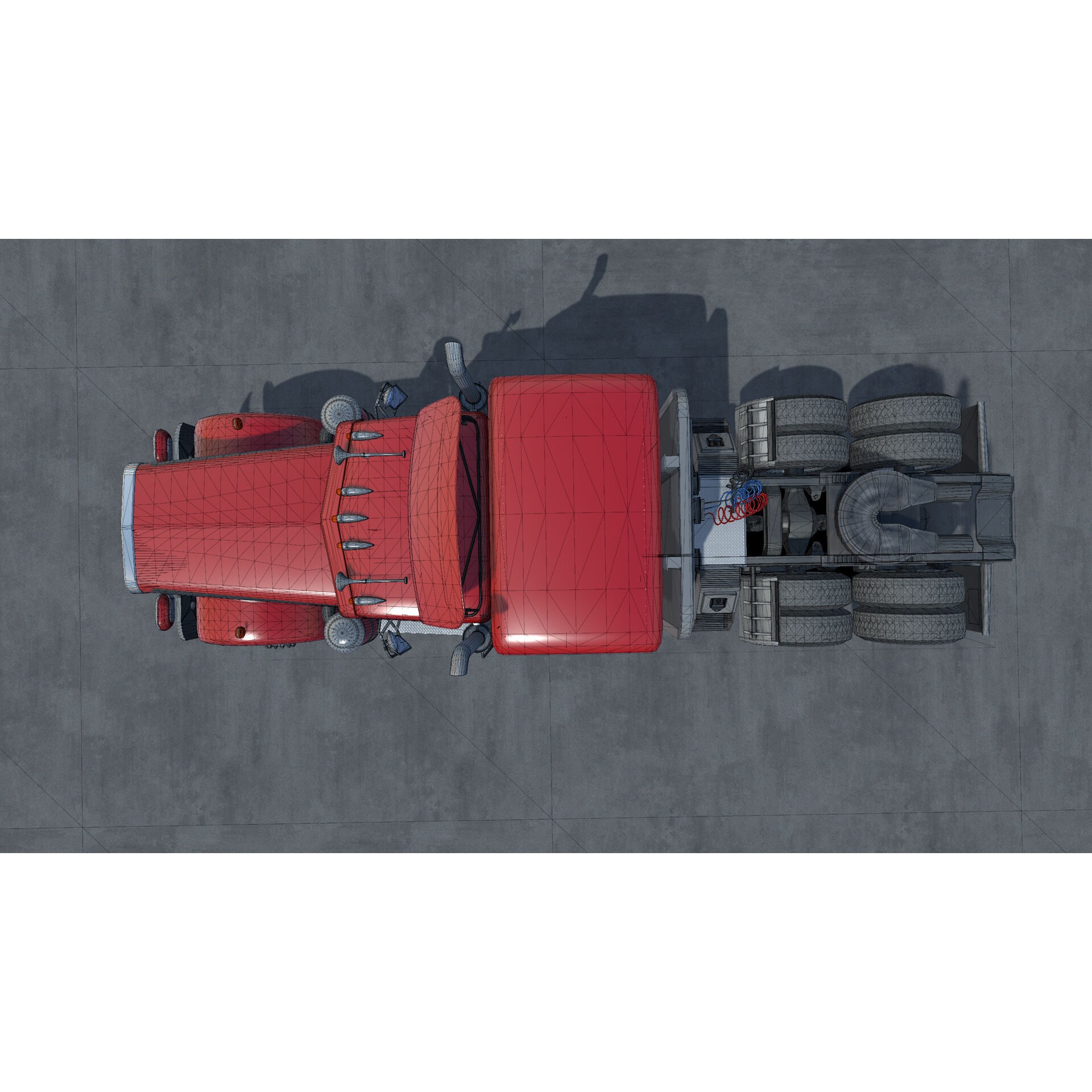 80s Semitruck 3D Model – Low Poly Game Asset, Unity, PBR Textures - View 26