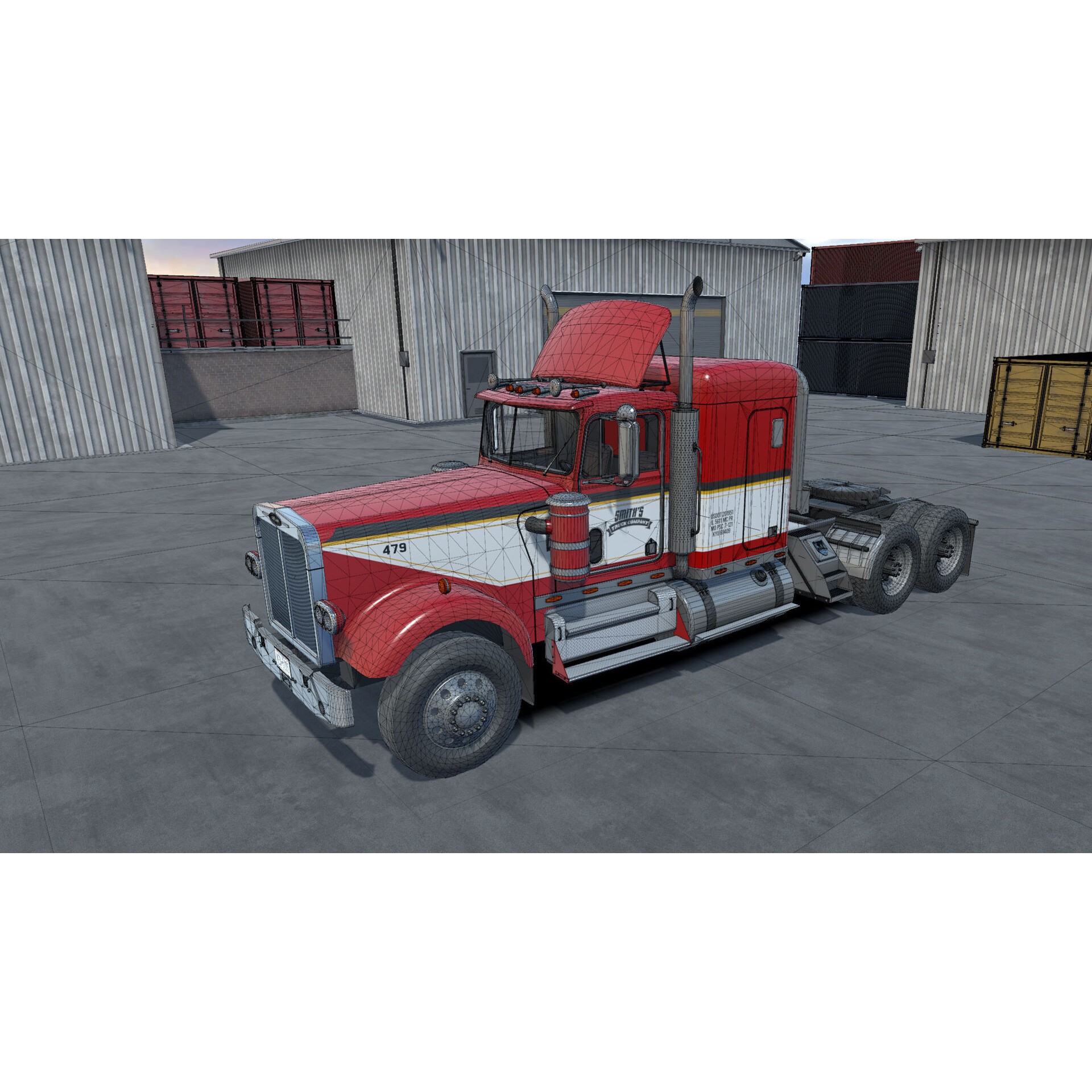 80s Semitruck 3D Model – Low Poly Game Asset, Unity, PBR Textures - View 28