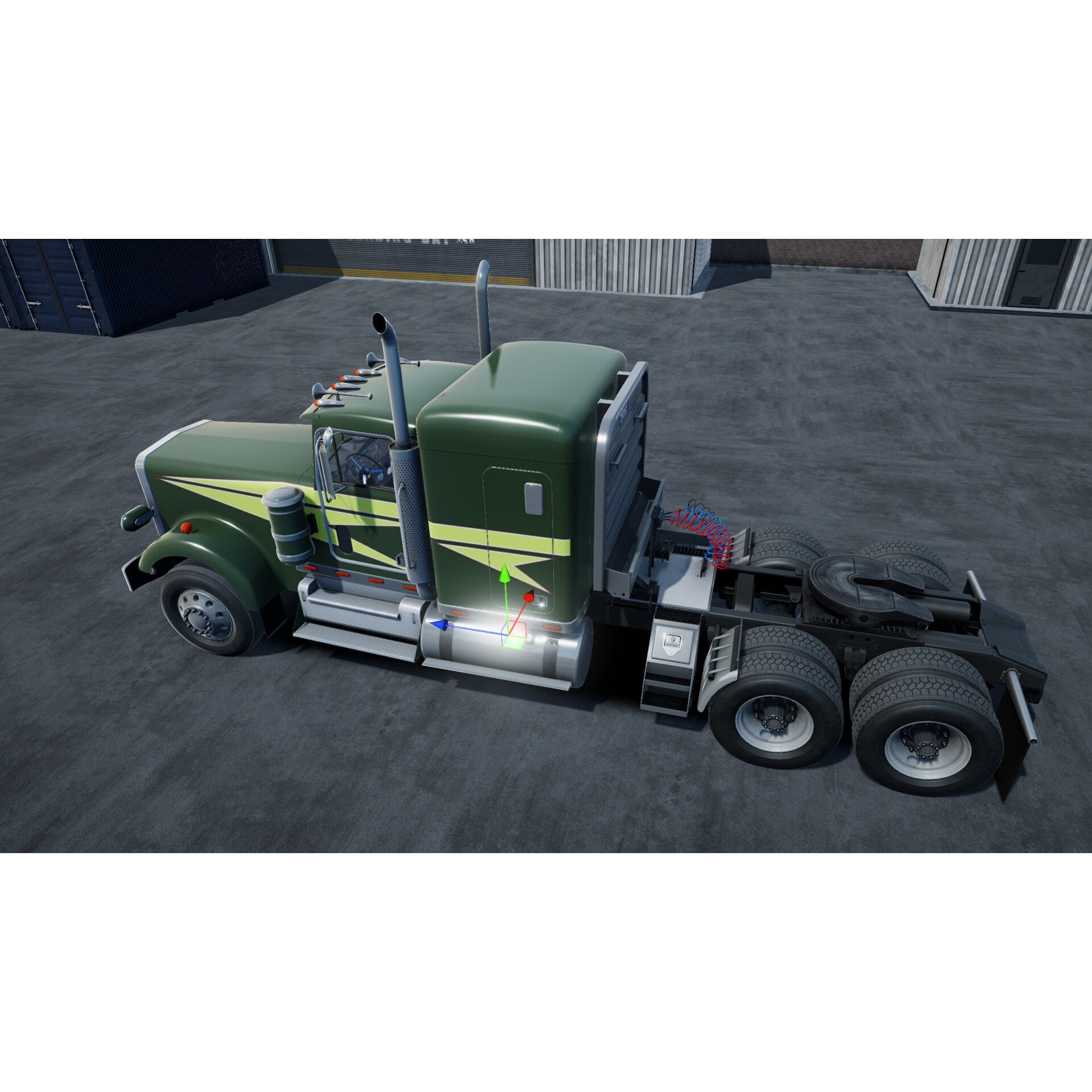 80s Semitruck 3D Model – Low Poly Game Asset, Unity, PBR Textures - View 8