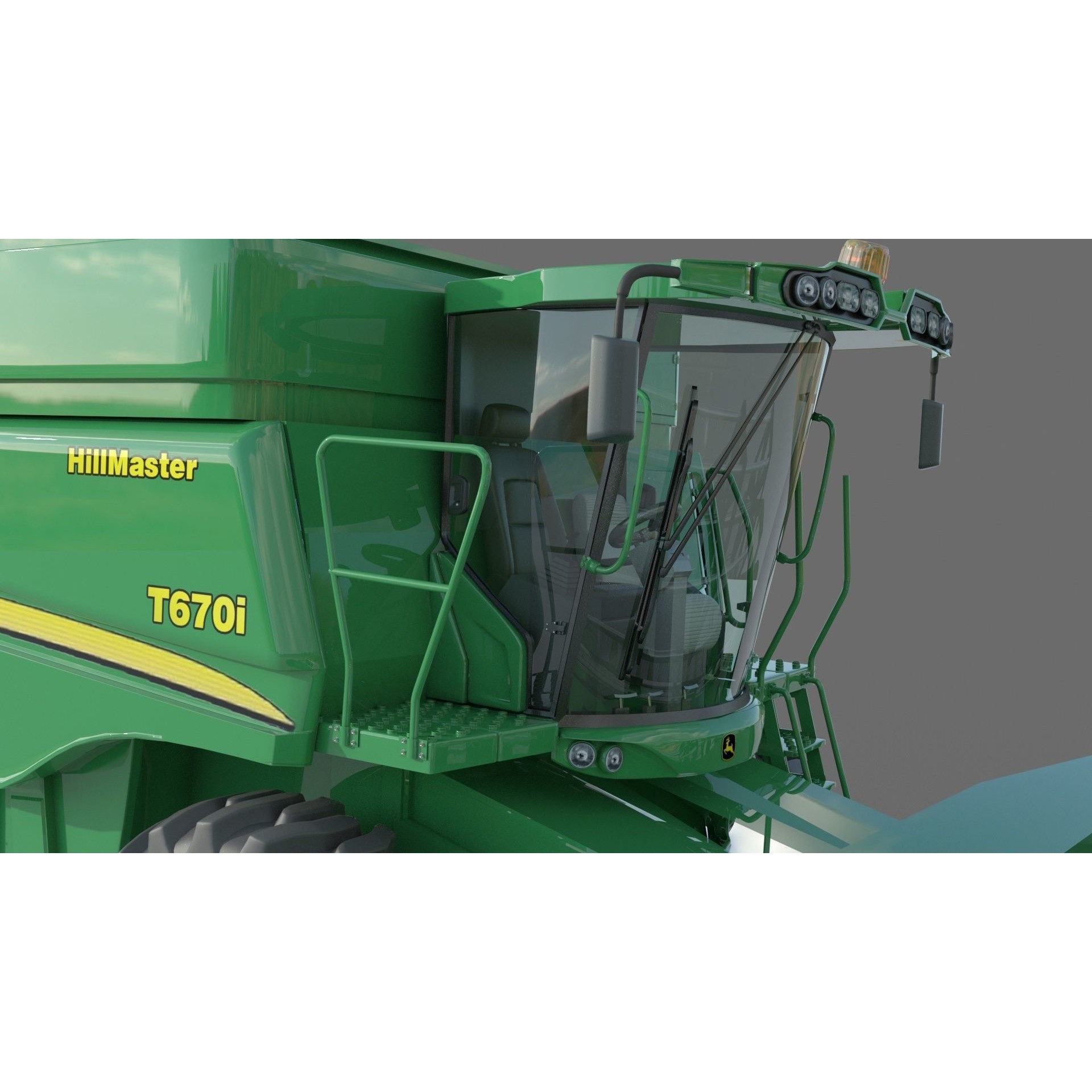 John Deere T670i Harvester 3D Model – High Detail Industrial Machine, FBX, OBJ - View 10