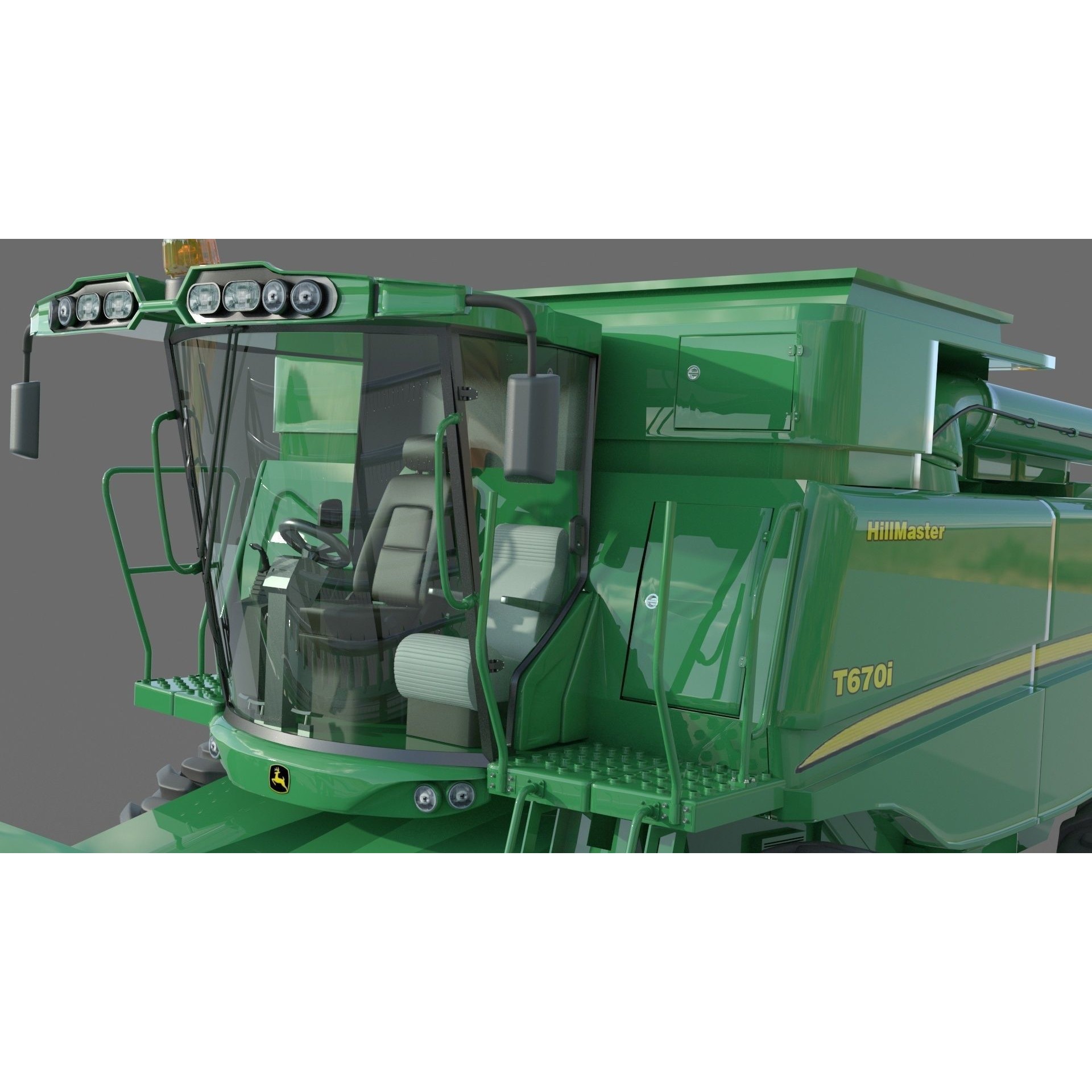 John Deere T670i Harvester 3D Model – High Detail Industrial Machine, FBX, OBJ - View 11