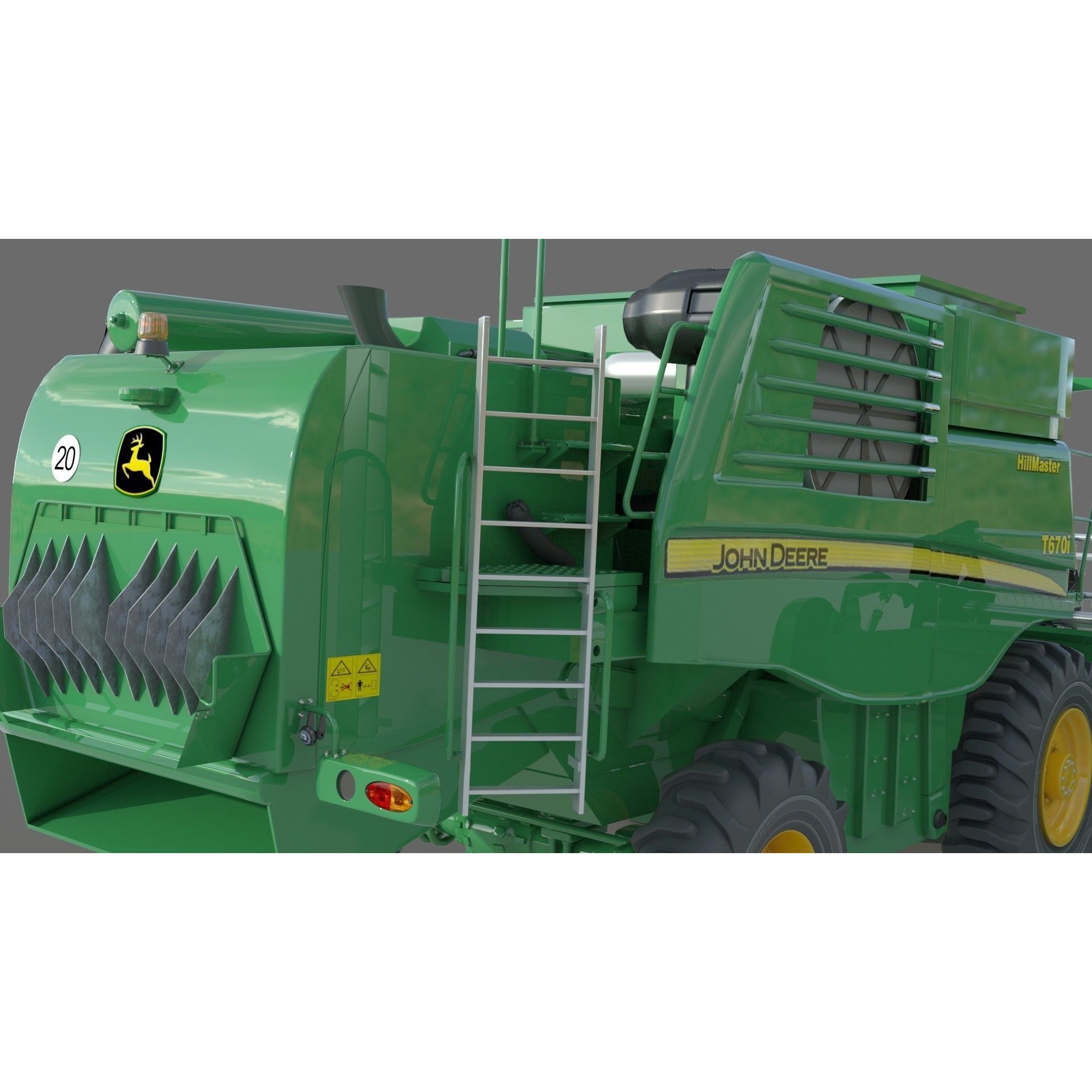 John Deere T670i Harvester 3D Model – High Detail Industrial Machine, FBX, OBJ - View 13