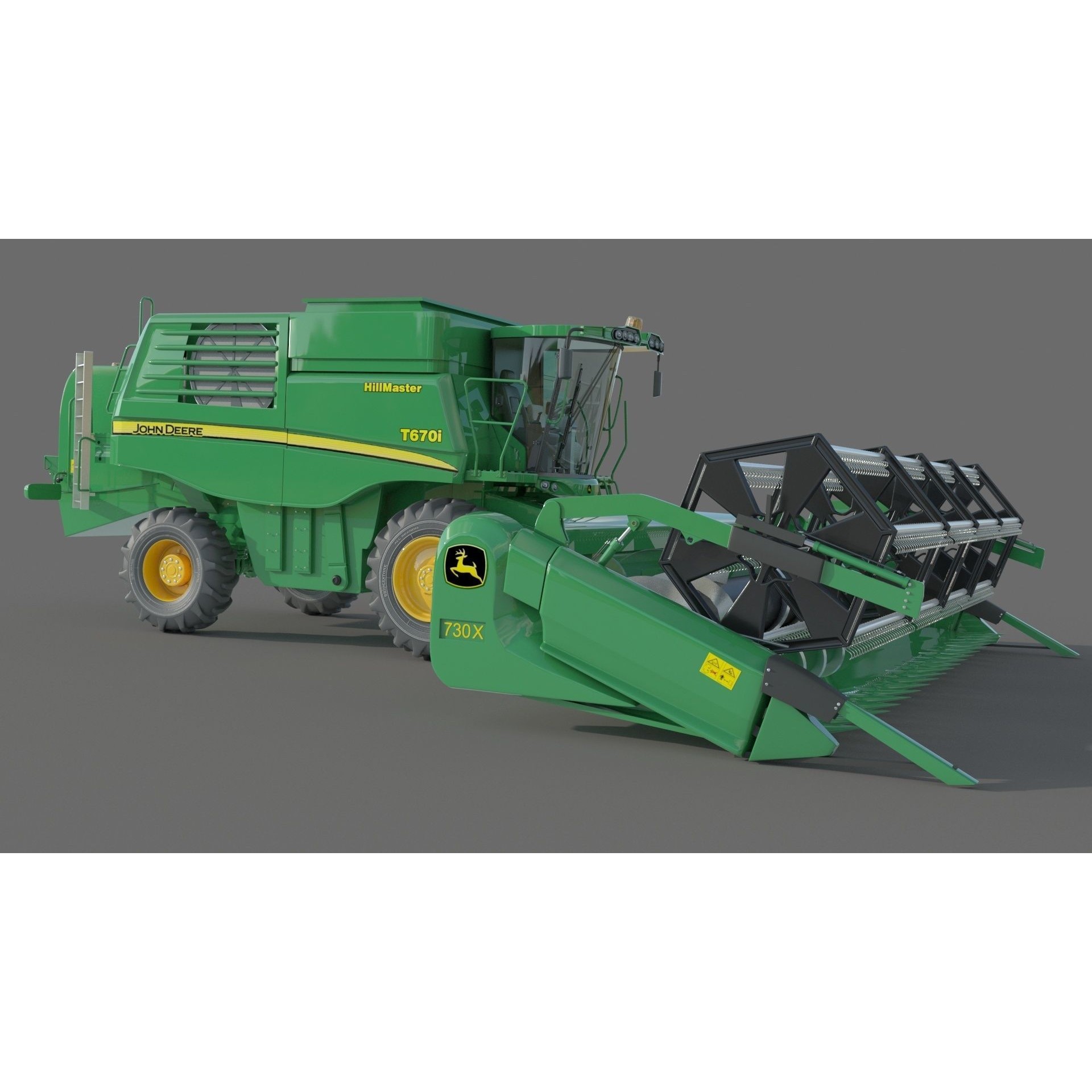 John Deere T670i Harvester 3D Model – High Detail Industrial Machine, FBX, OBJ - View 4